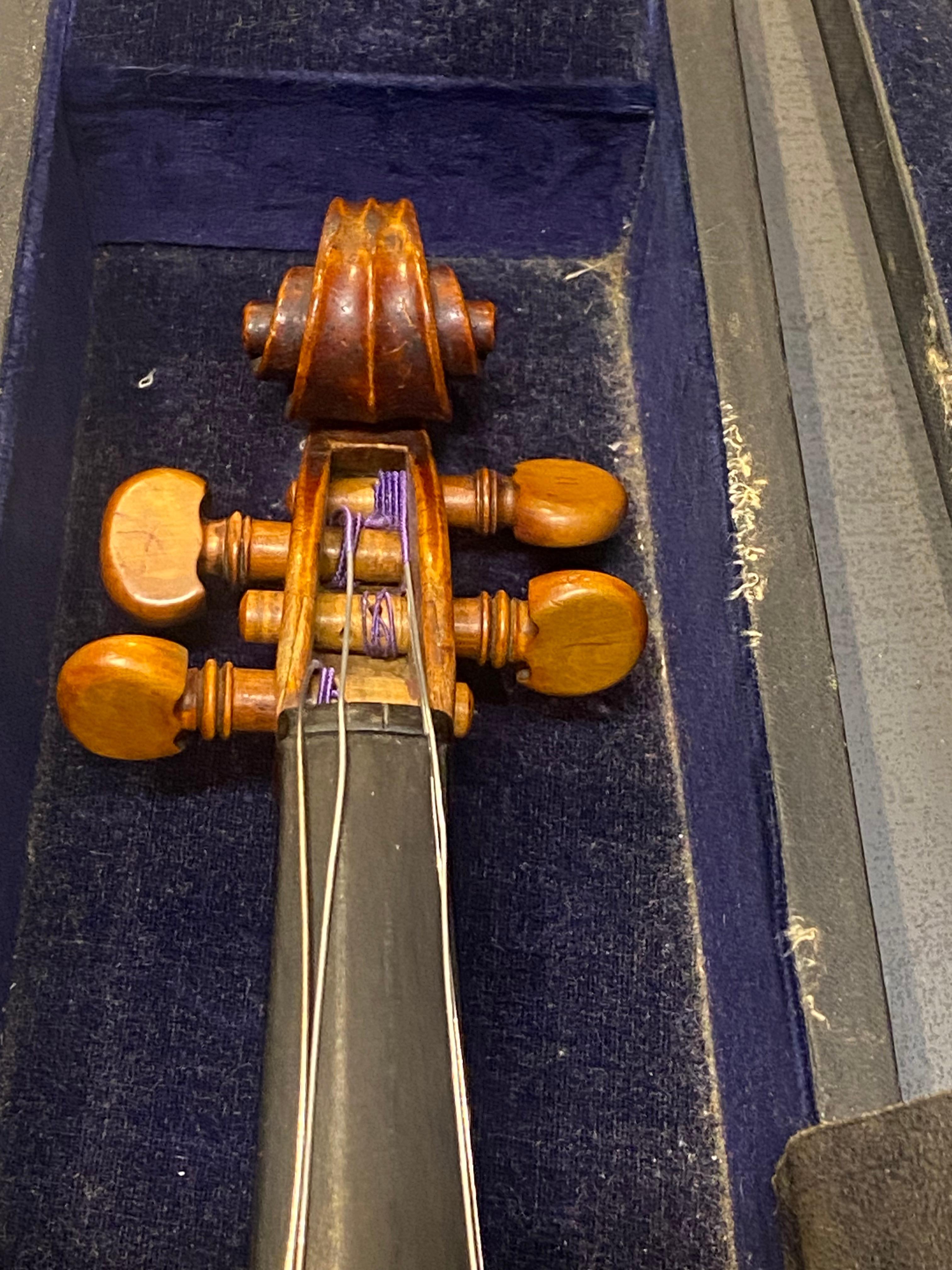 Women's or Men's Antique German c1850 Violin in style of Giovanni Maggini, repaired by J Devereux For Sale