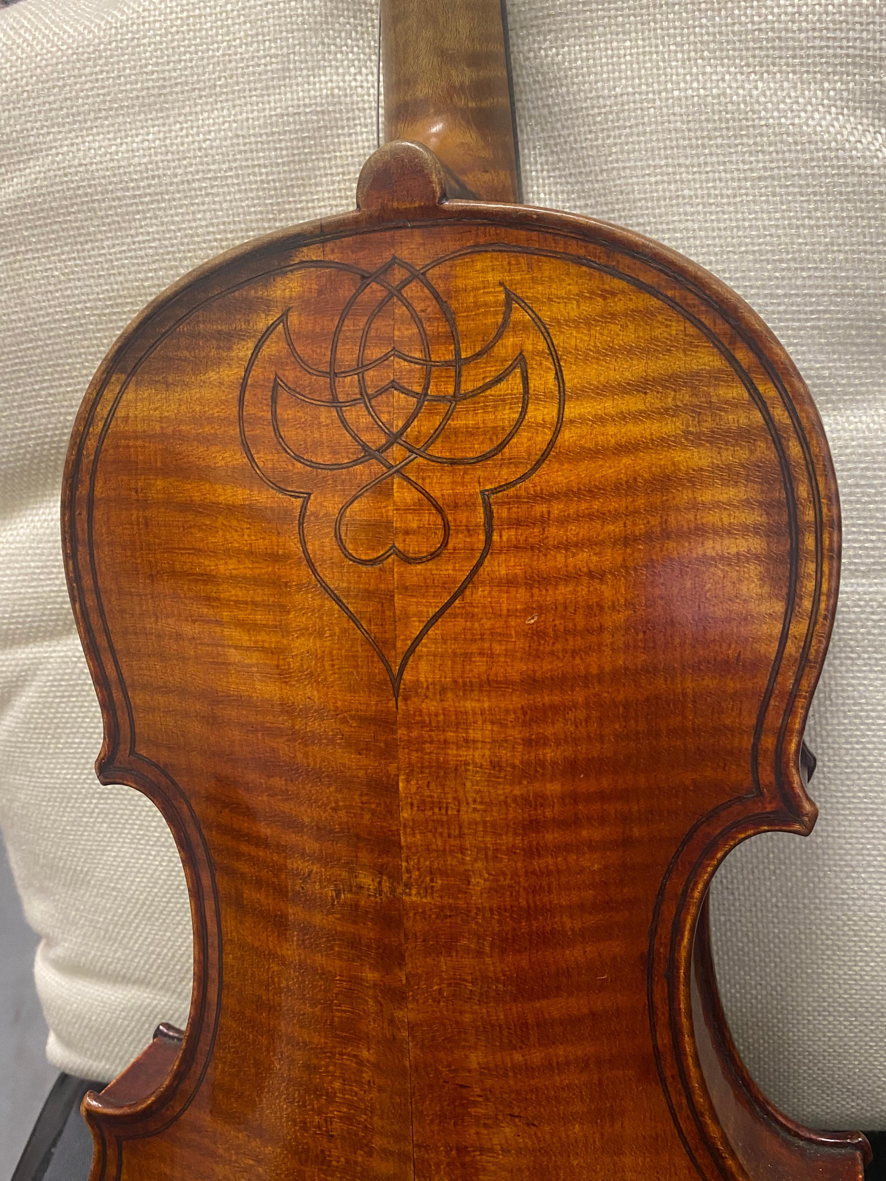 Antique German c1850 Violin in style of Giovanni Maggini, repaired by J Devereux For Sale 2