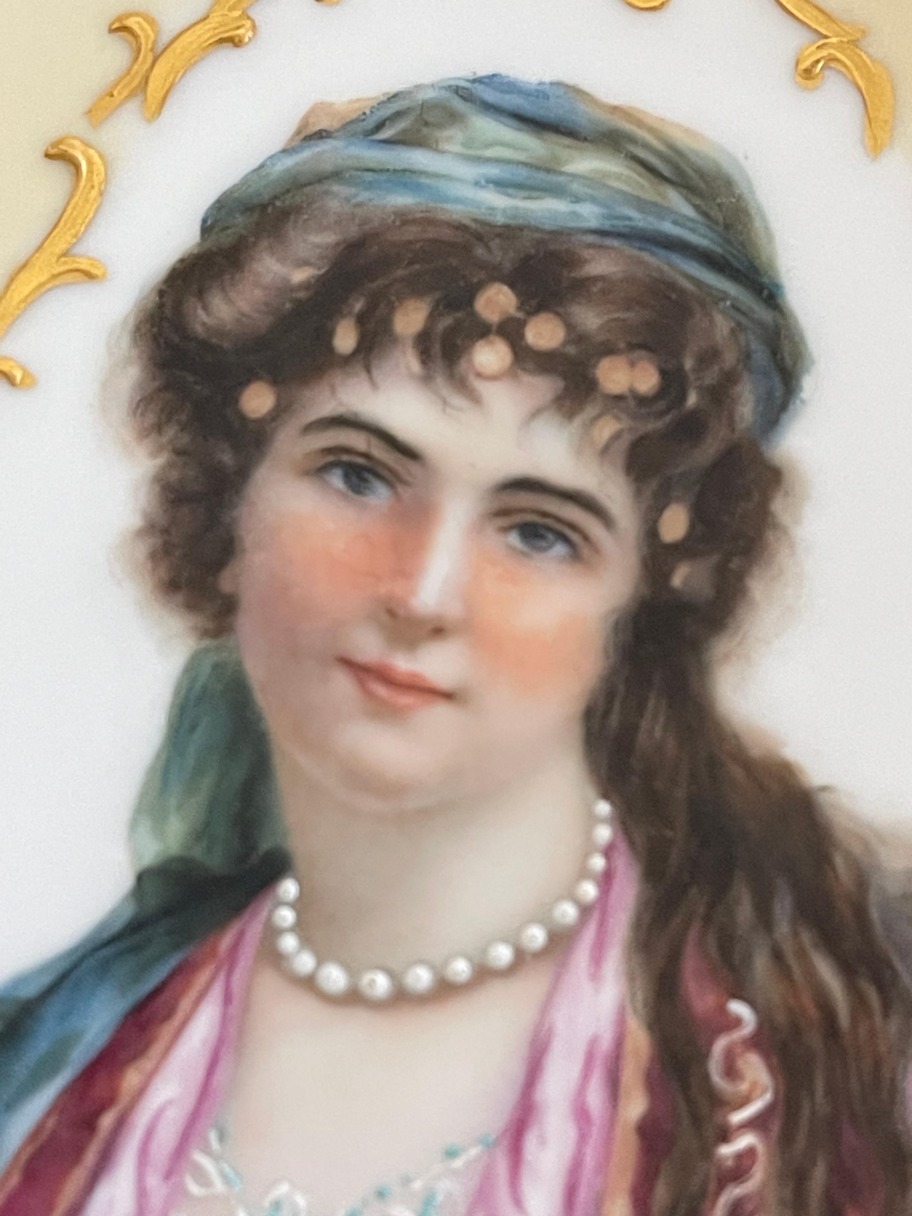 Mid-19th Century Antique German Cabinet Porcelain Portrait Plate For Sale