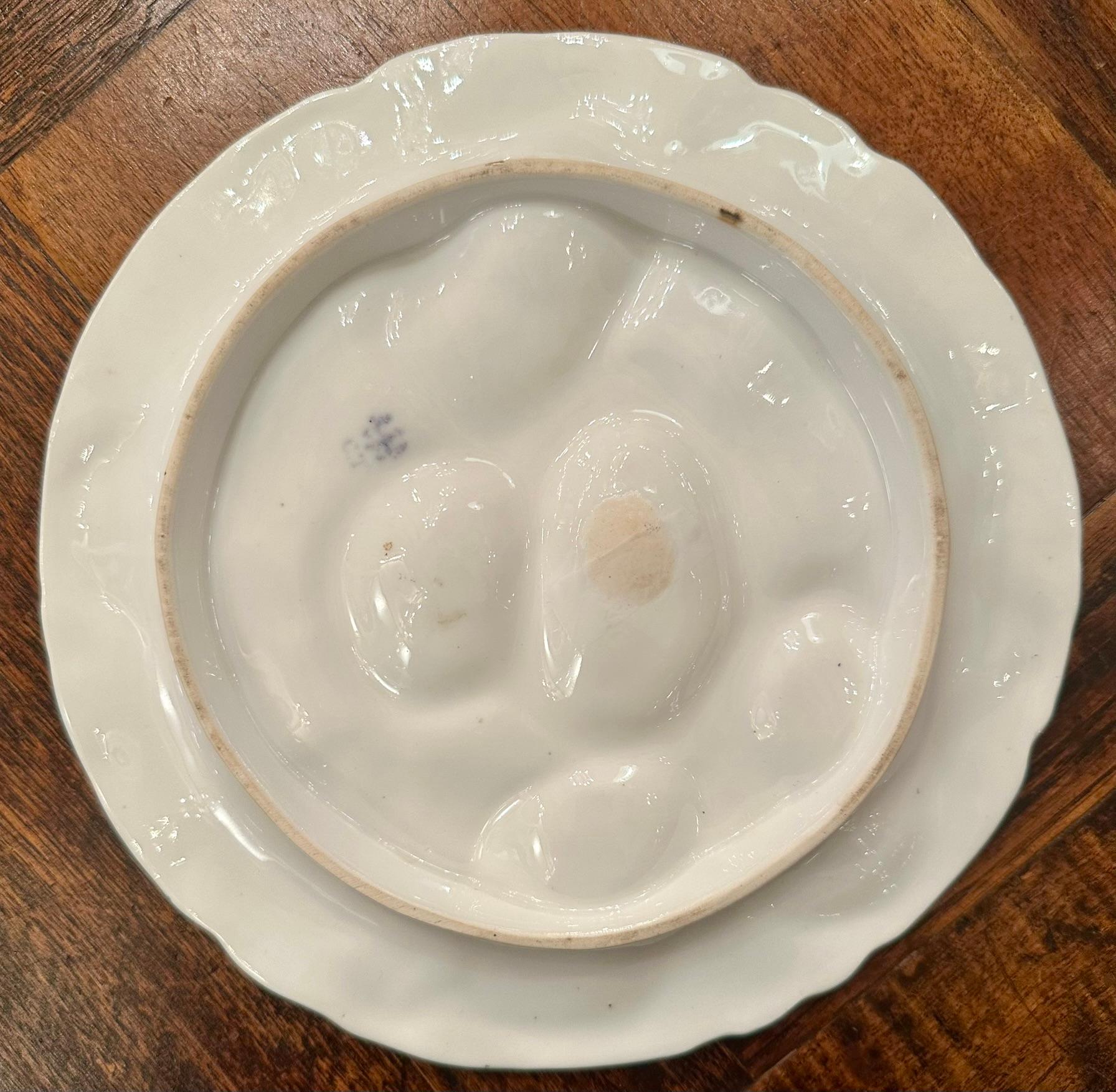 Antique German Carl Tielsch Co. Porcelain Turkey Pattern Oyster Plate Circa 1890 For Sale 2