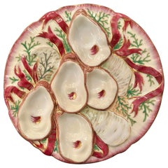 Antico modello tedesco Carl Tielsch & Co. Piatto da ostriche in porcellana con motivo a tacchino, circa 1890