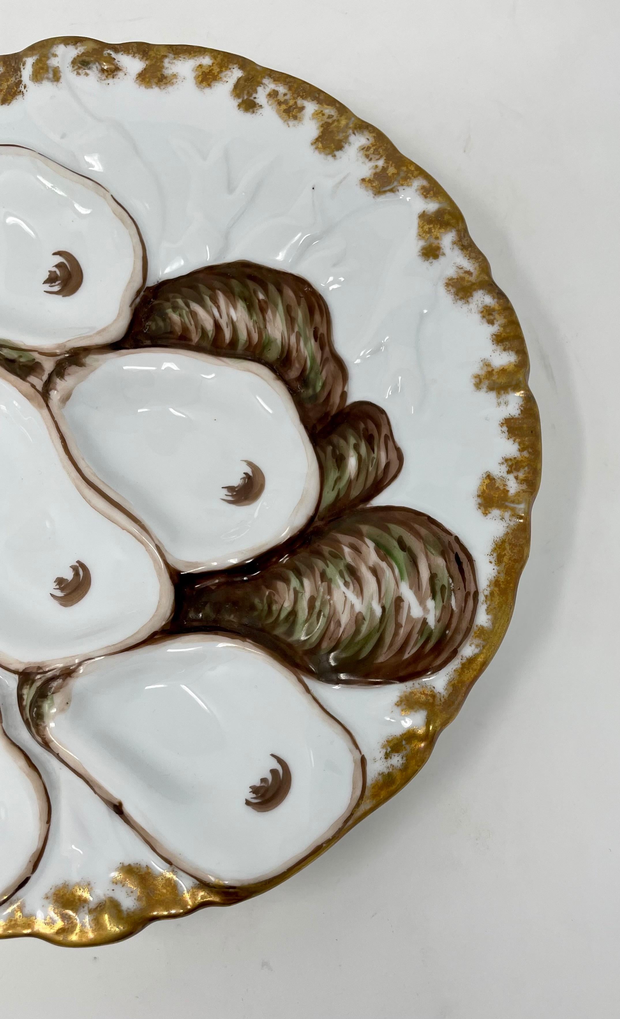 Antique German hand-painted porcelain oyster plate made by 