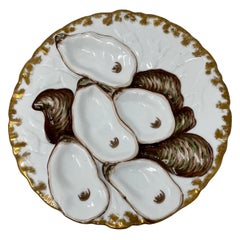 Antique German "Carl Tielsch" Hand-Painted Porcelain Turkey Pattern Oyster Plate
