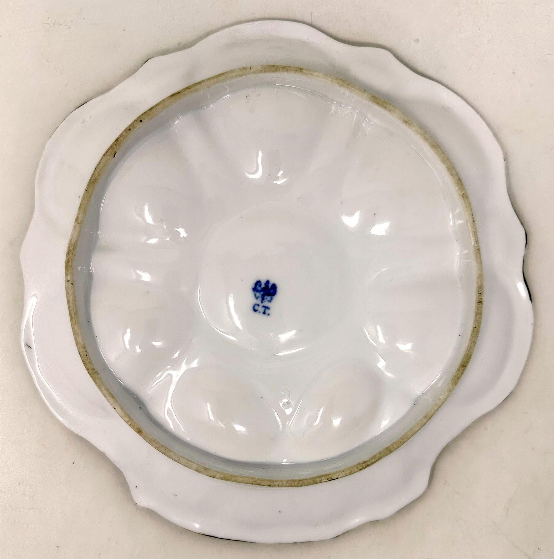 Antique German Carl Tielsch Porcelain Pink & Cream Colored Oyster Plate, Ca 1880 1