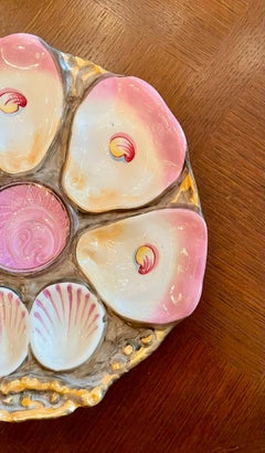 Antique German "Carl Tielsch" Porcelain Pink Luster Oyster Plate, Circa 1890's