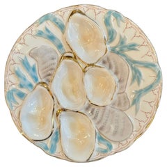 Antique German "Carl Tielsch" Porcelain Turkey Pattern Oyster Plate, Circa 1890.