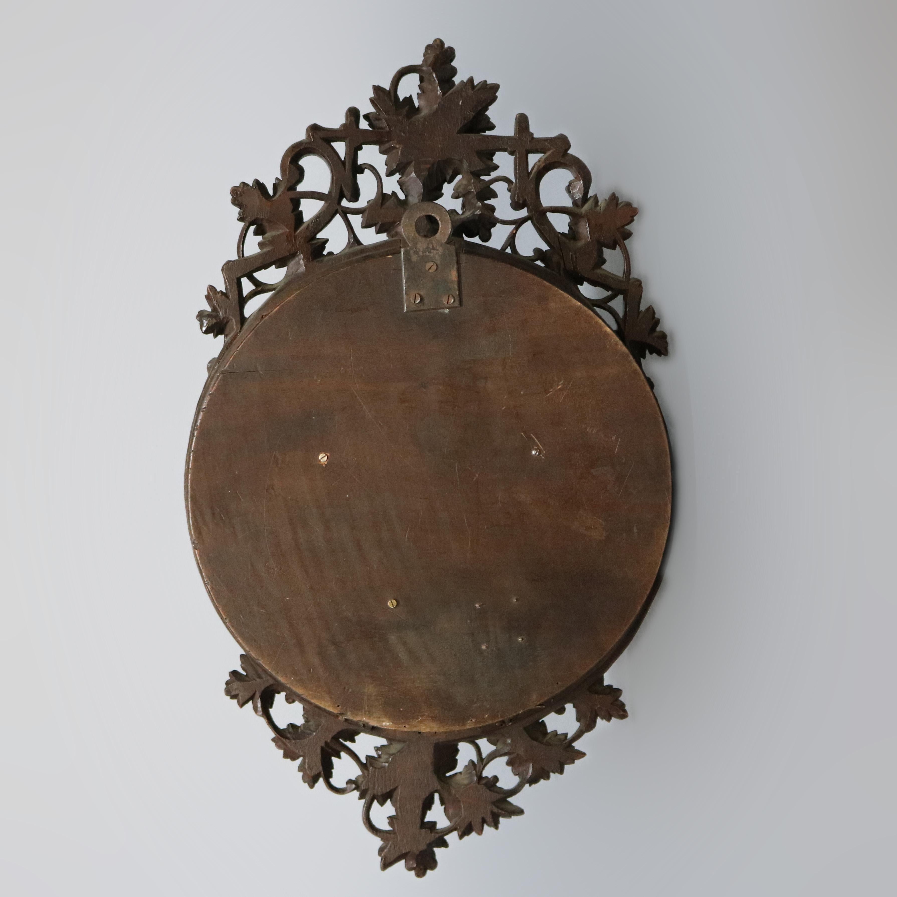 Antique German Carved Black Forest Grape and Vine Wall Clock, circa 1890 5