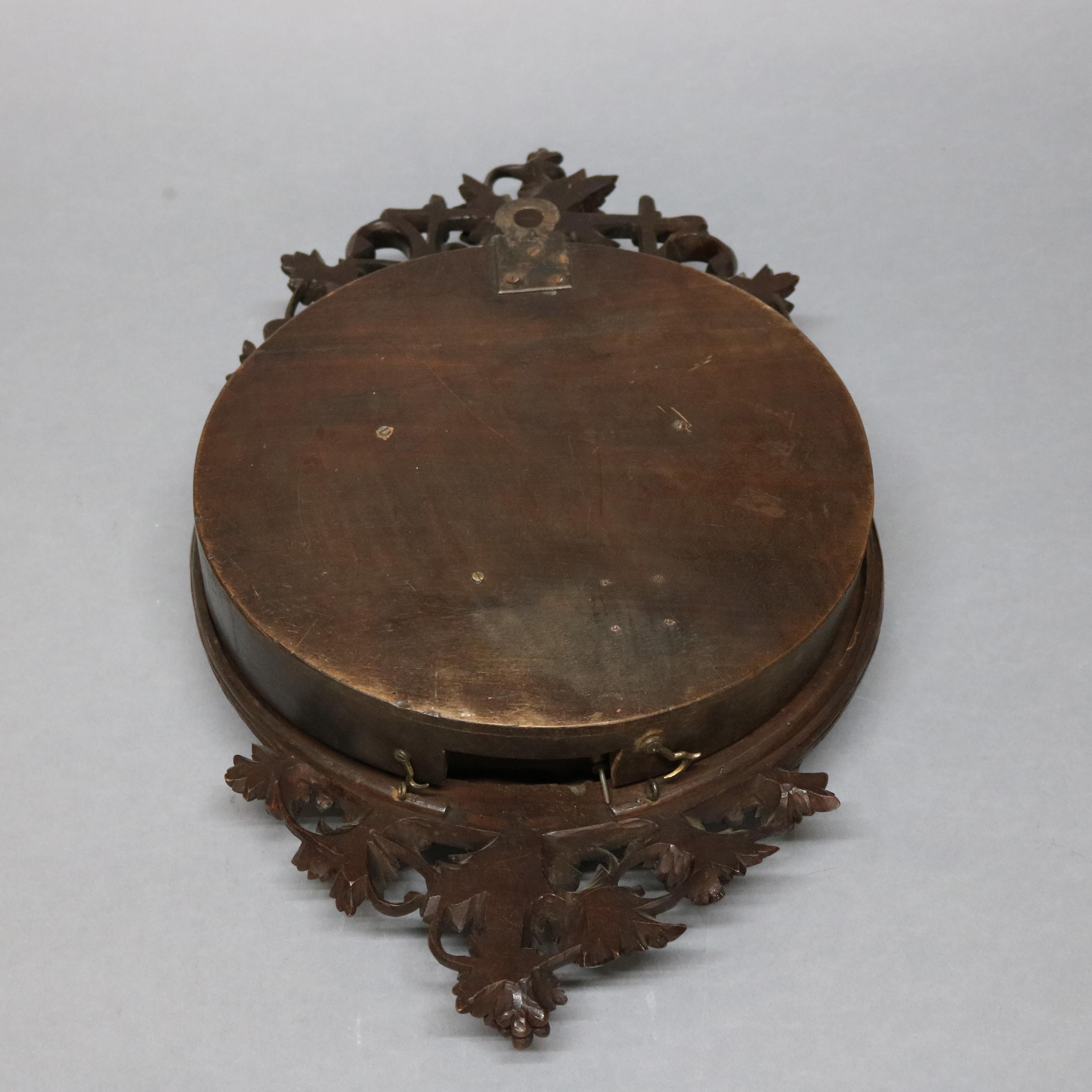 Antique German Carved Black Forest Grape and Vine Wall Clock, circa 1890 6