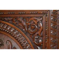 Antique German Carved Walnut Eagle Crest Plaque