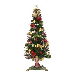 Antique German Cast Iron Christmas Tree Stand with Santa Claus, Hand-Painted