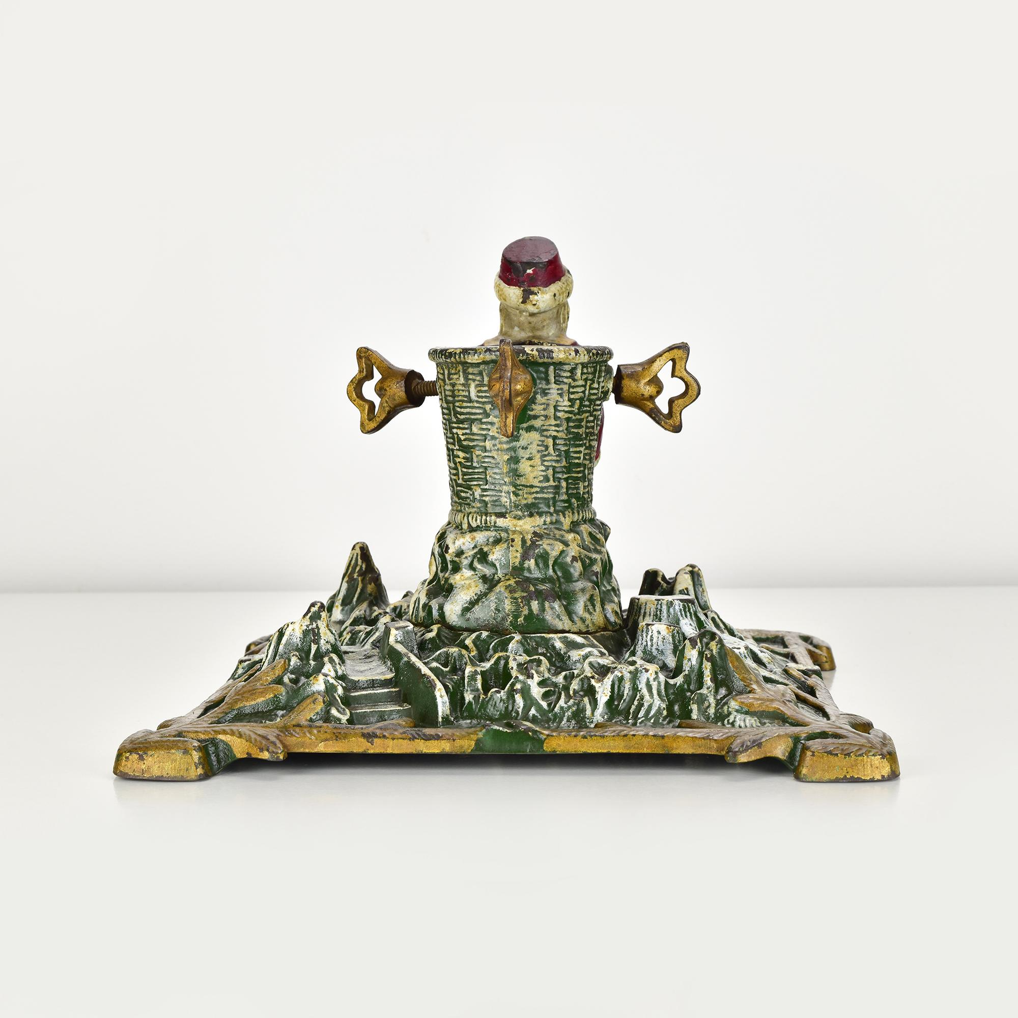 Antique German Cast Iron Christmas Tree Stand with Santa Claus, Hand-Painted In Good Condition In Bad Säckingen, DE