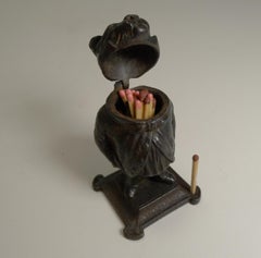 Antique German Cast Iron Novelty Go-To-Bed Match Striker, Cat