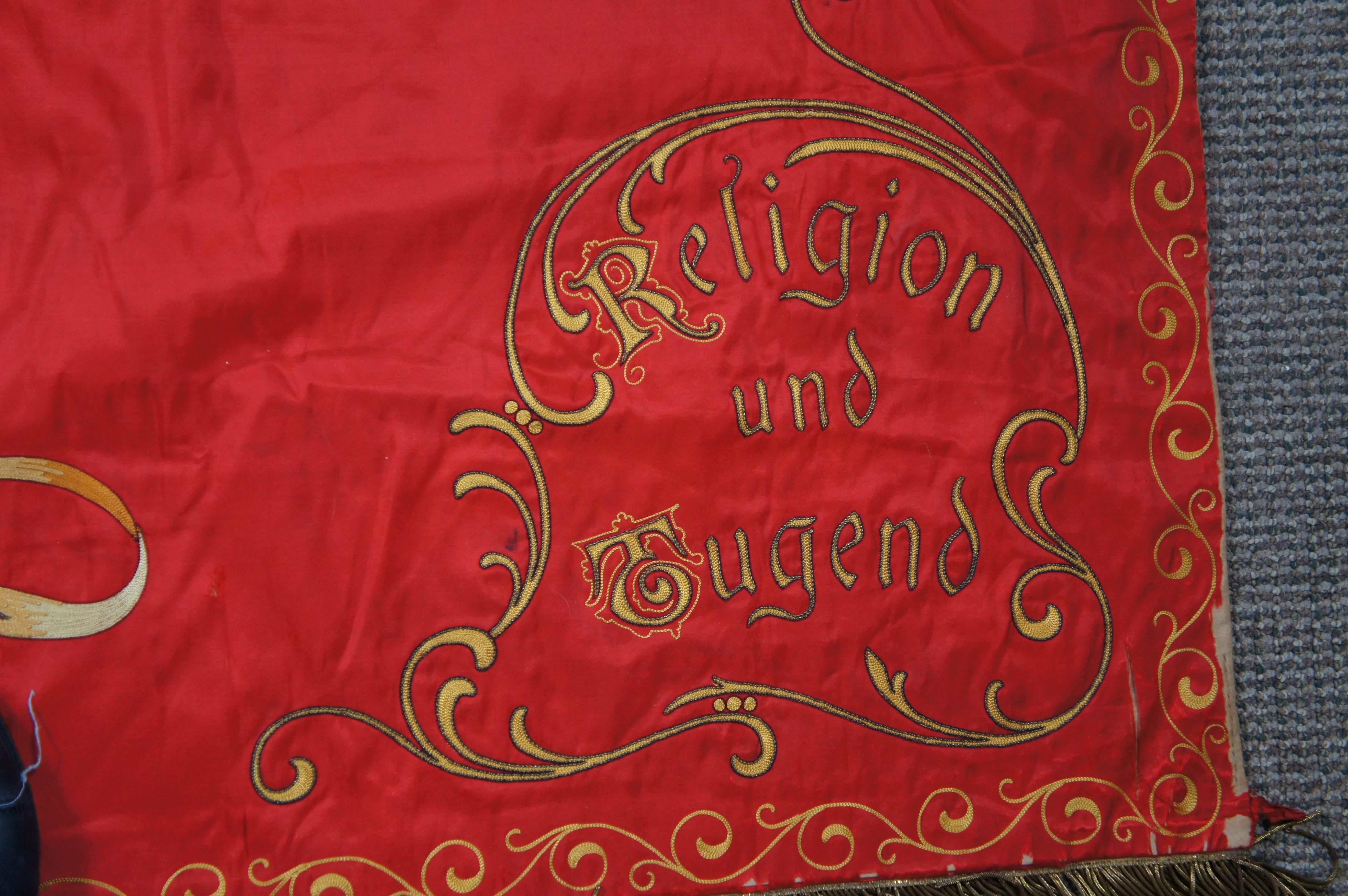 Antique German Catholic Journeymen Association Dayton Ohio Embroidered Flag 71