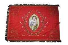 Antique 1868 German Catholic Journeymen Association Embroidered Flag 71"