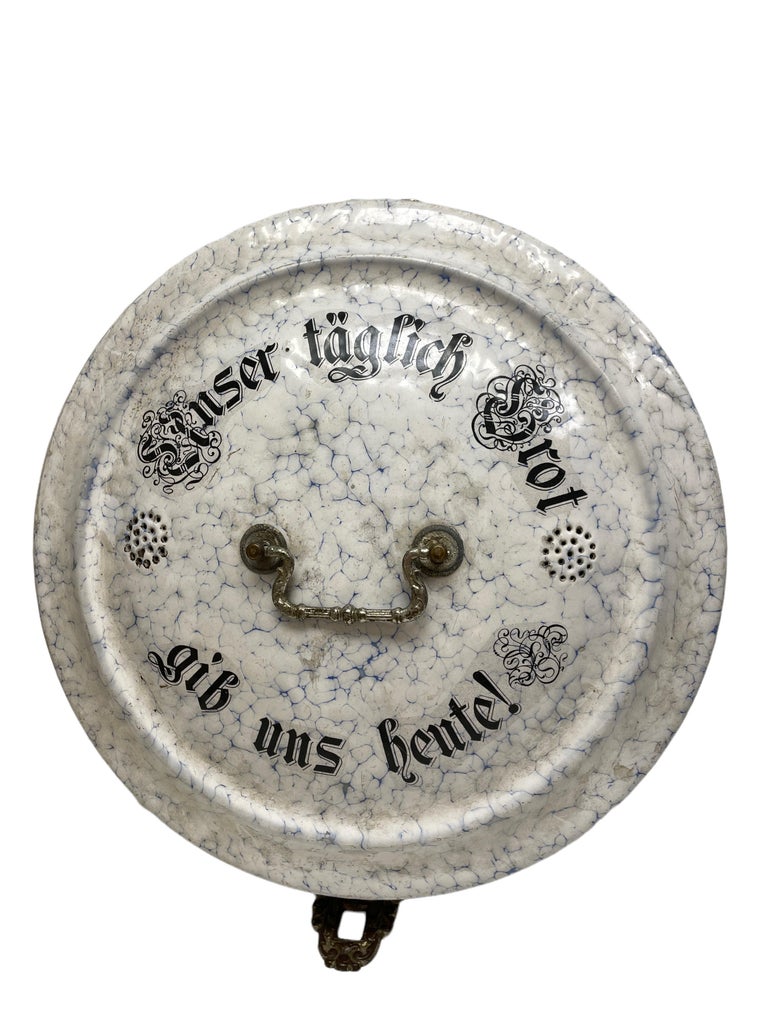 Antique German Chicken Wire Enamel Bread Box, Kitchen Utensil For Sale