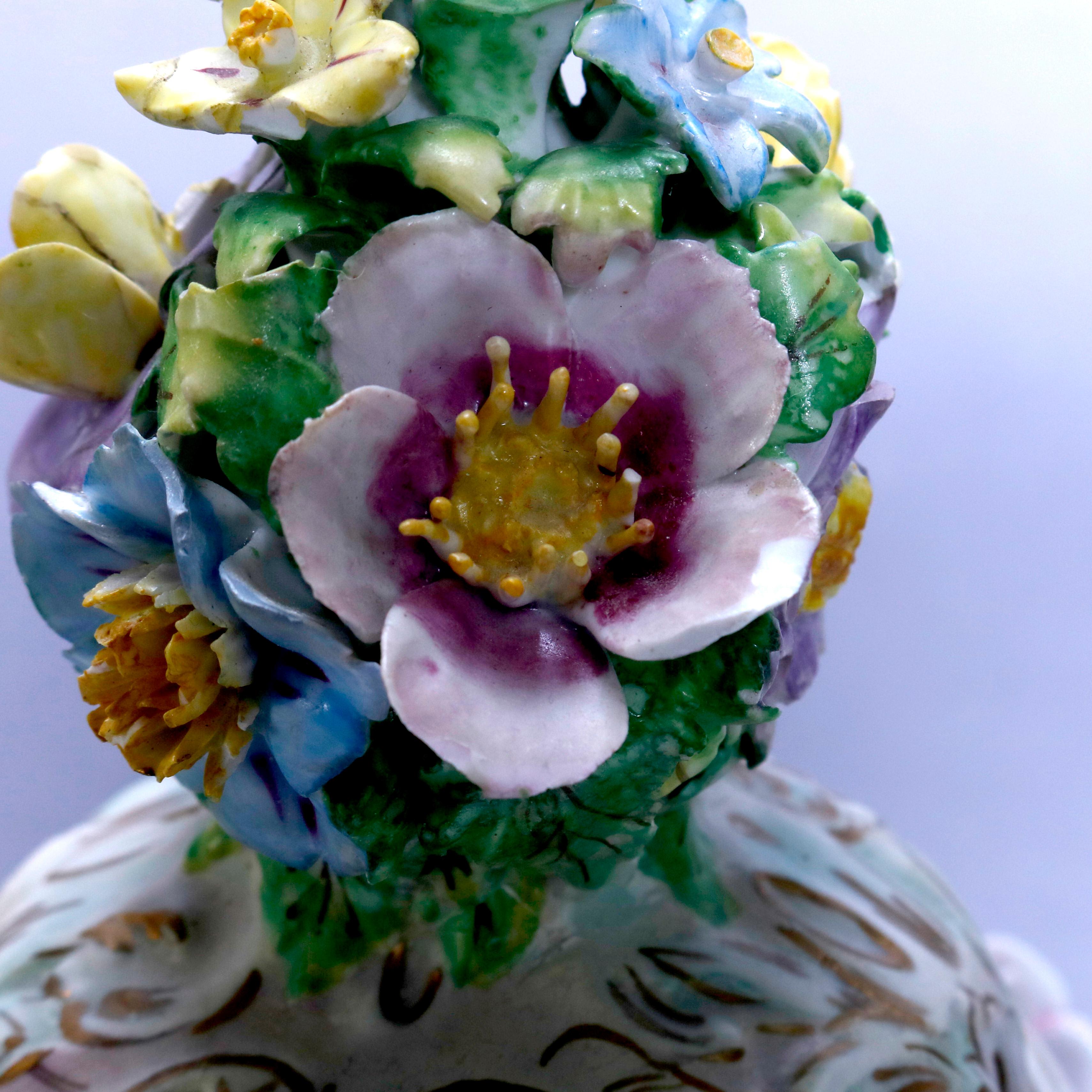 Antique German Classical Dresden Figural Cherub & Floral Porcelain Urns 11