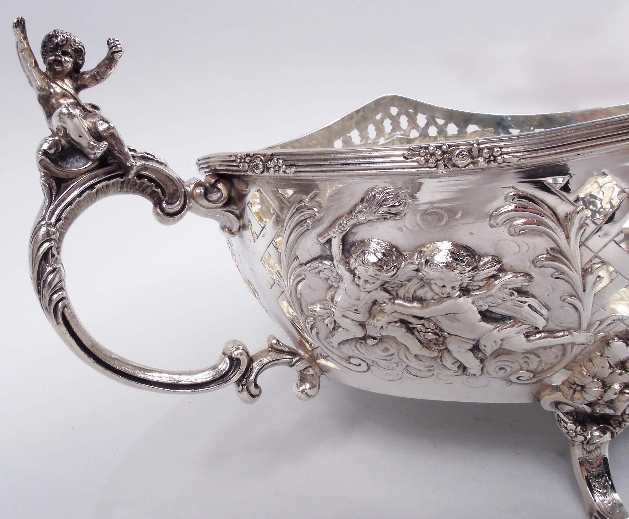 20th Century Antique German Classical Silver Centerpiece Bowl C 1910 For Sale