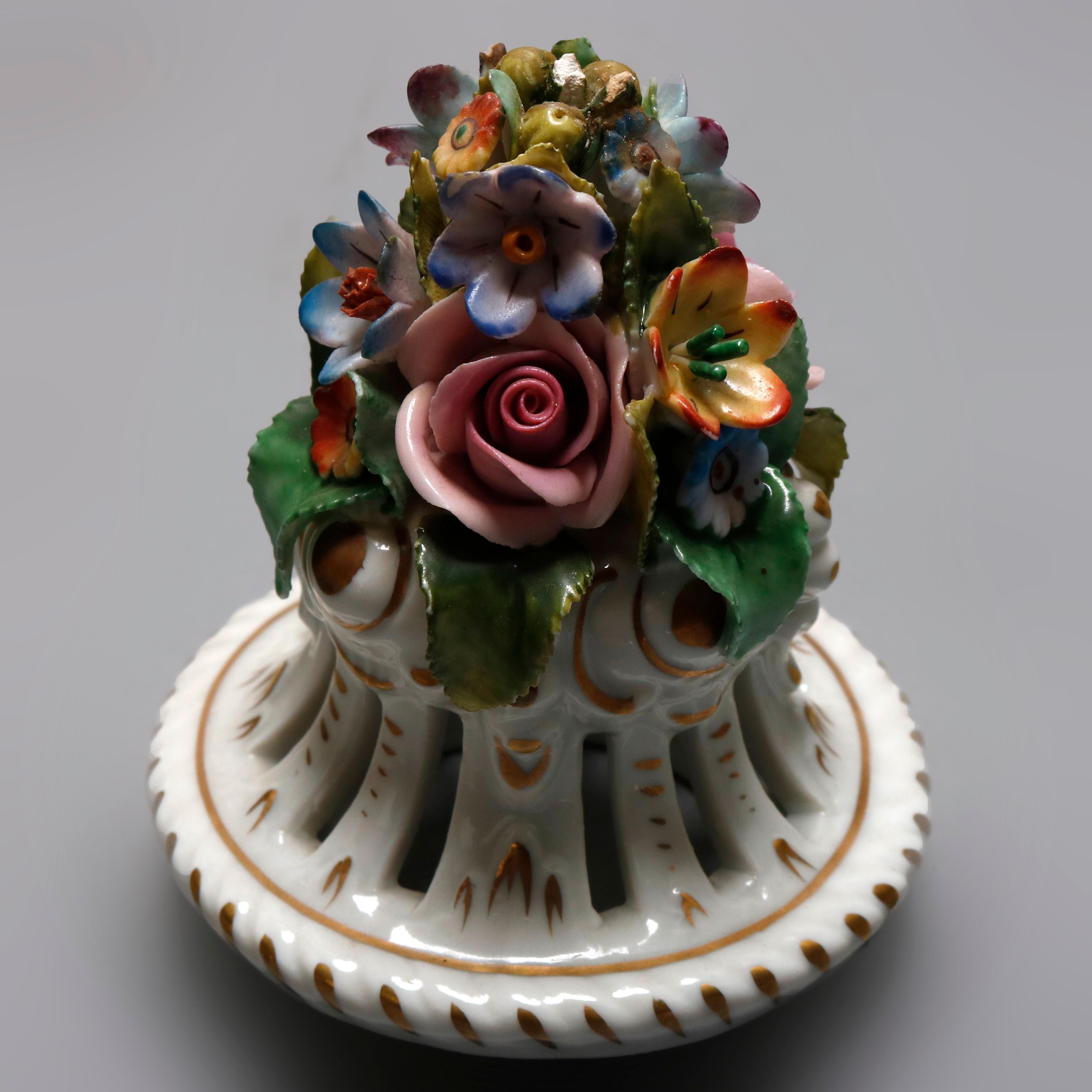 Antique German Classical Sitzendorf Dresden Cherub & Floral Porcelain Urns 4