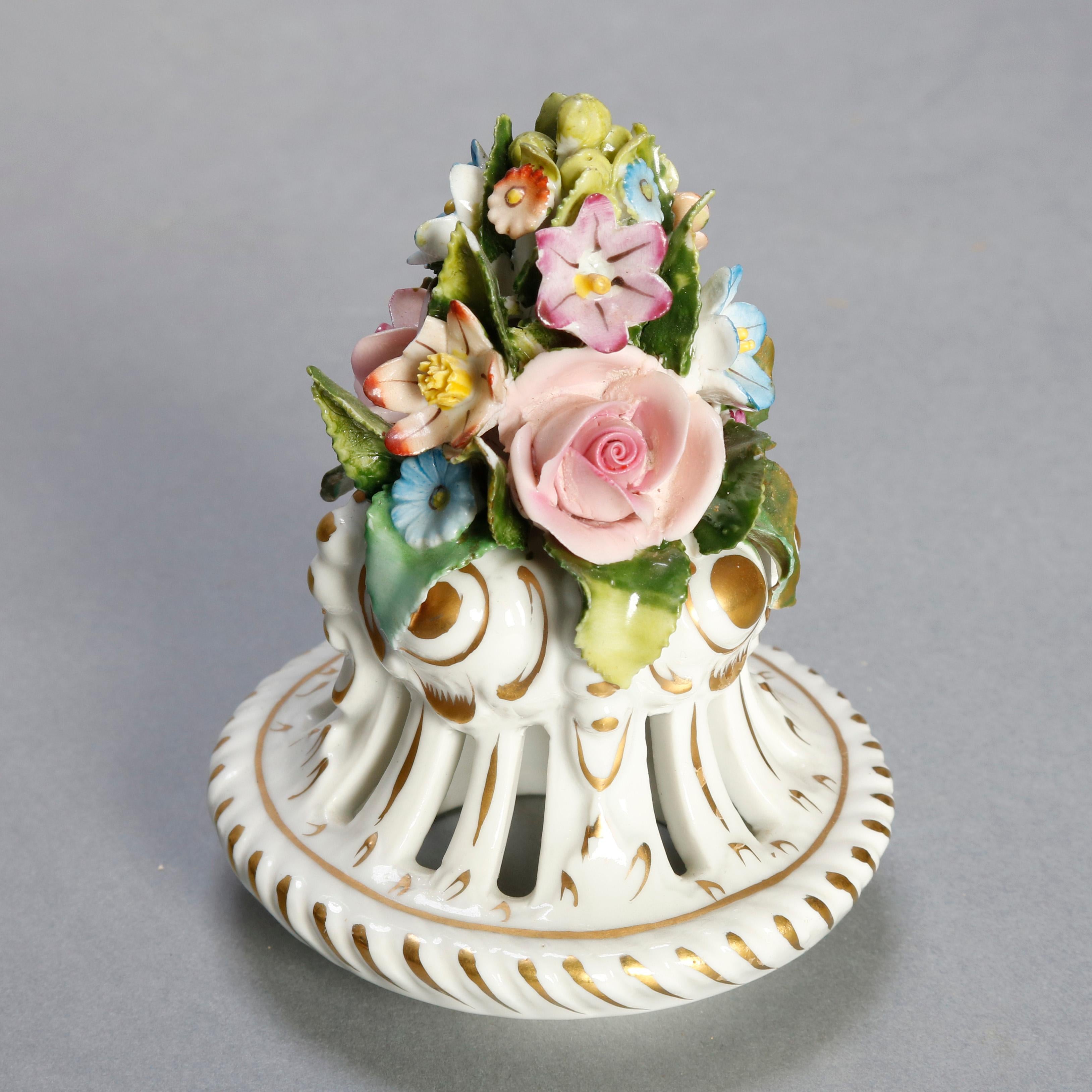 20th Century Antique German Classical Sitzendorf Dresden Cherub & Floral Porcelain Urns