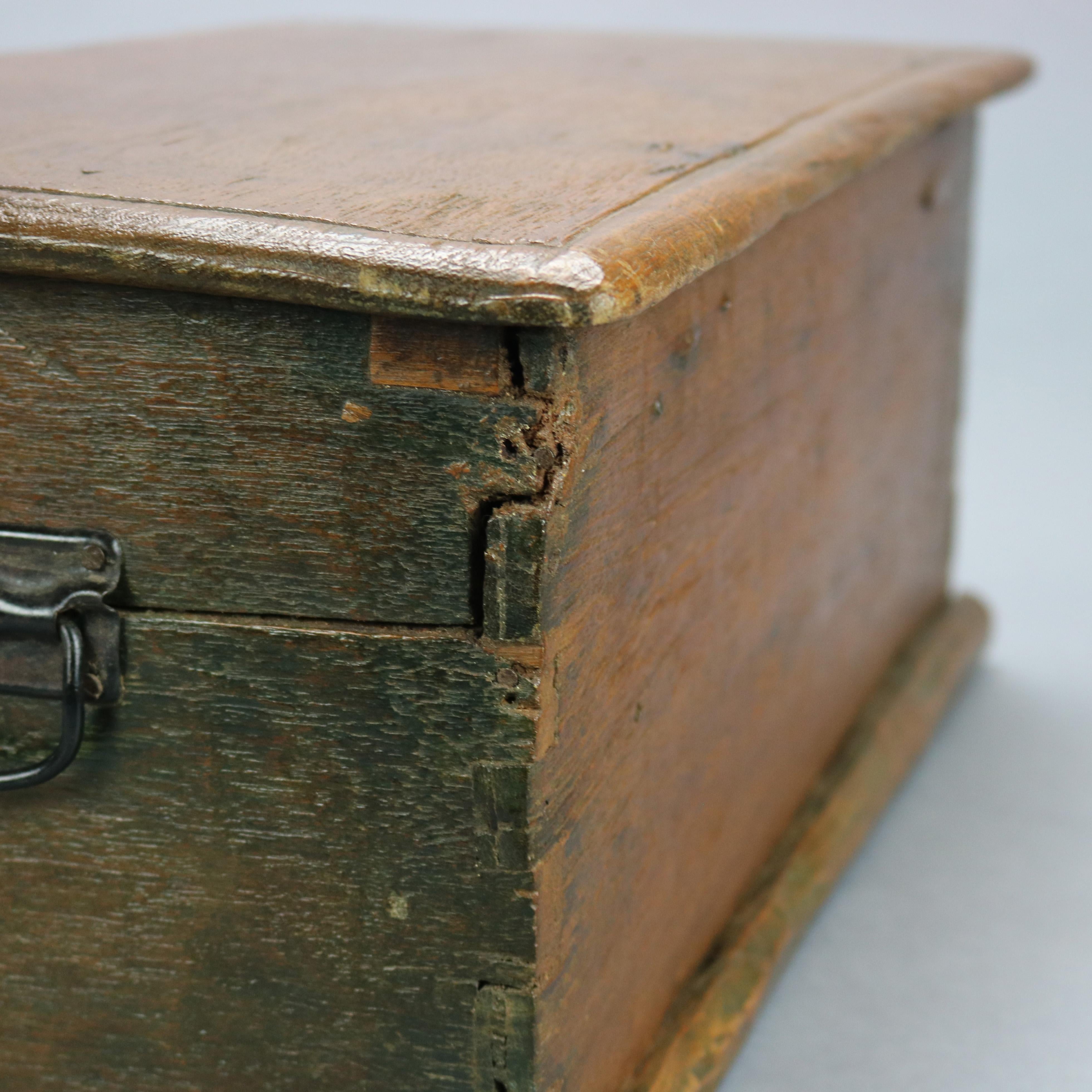 Antique German Continental Polychromed Oak Miniature Blanket Chest, 18th C 11