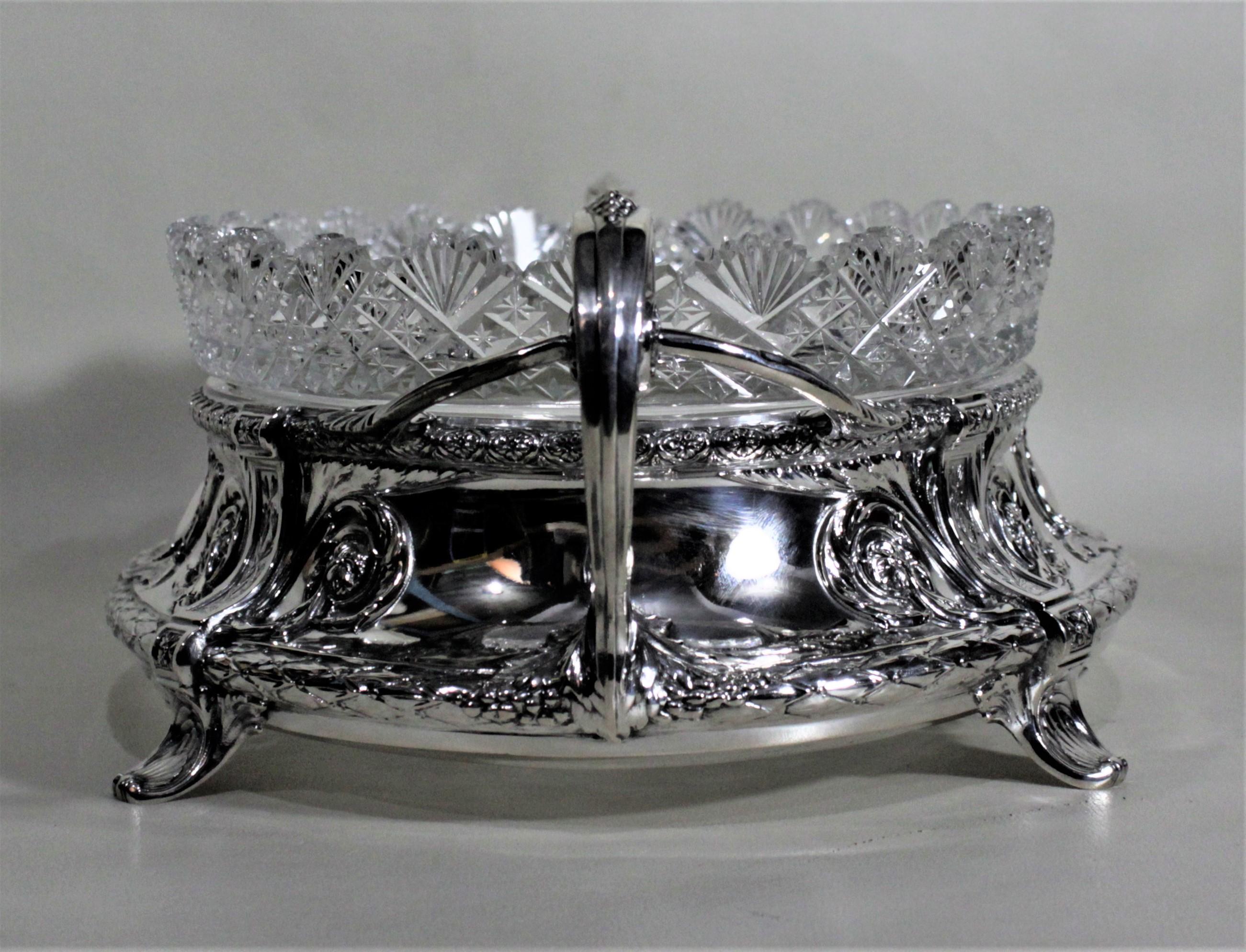 Antique German Continental Silver and Cut Crystal Footed Centerpiece In Good Condition In Hamilton, Ontario
