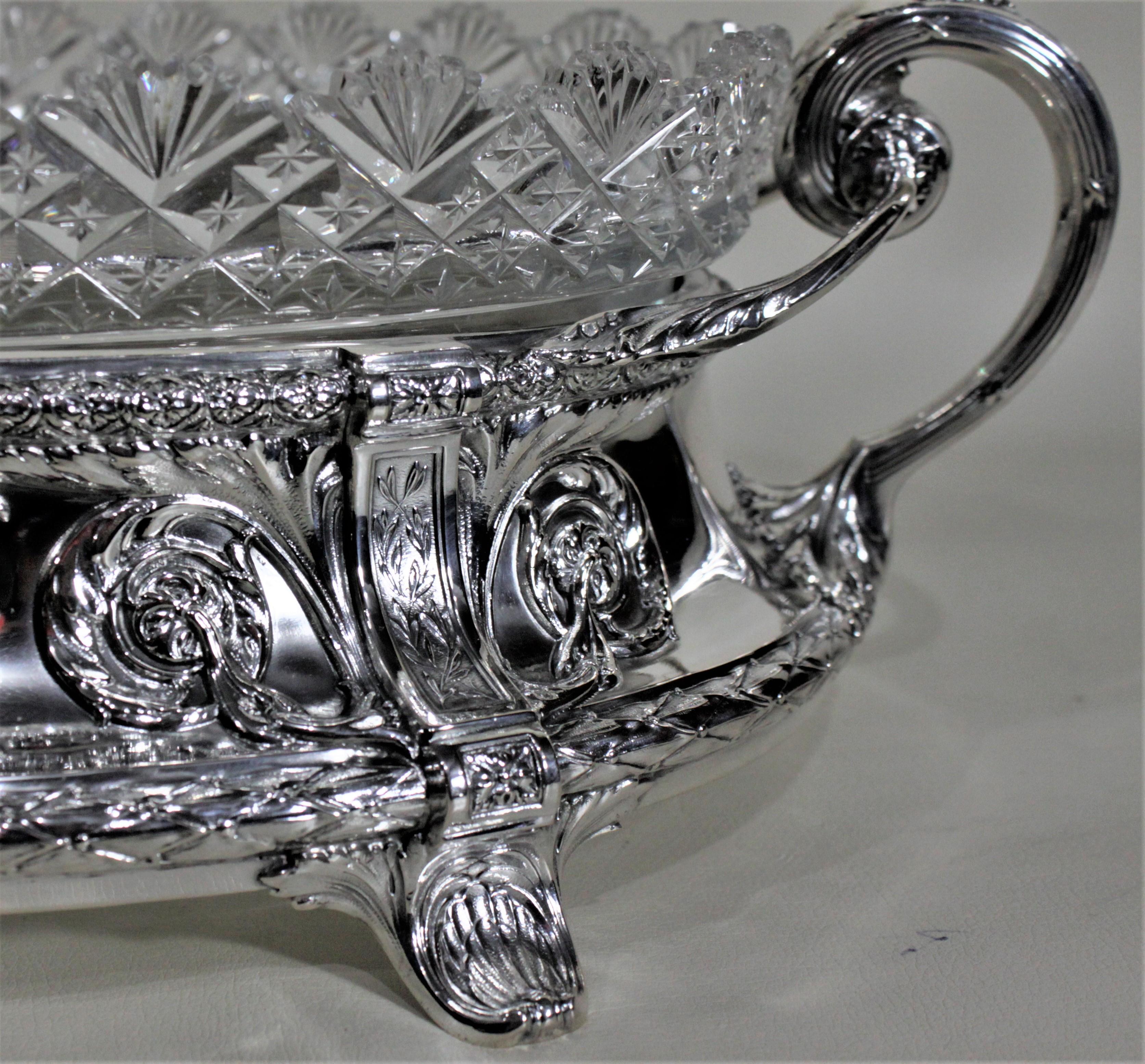 Antique German Continental Silver and Cut Crystal Footed Centerpiece 2