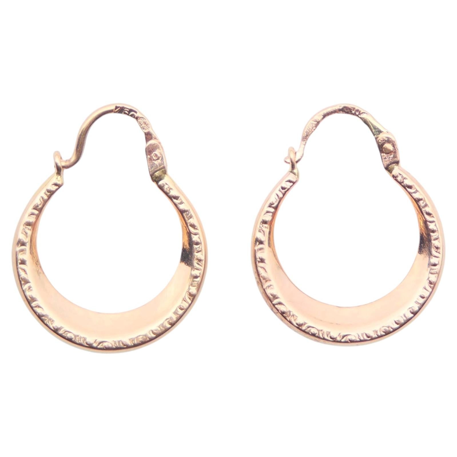 Antique German Creole Earrings solid 18K Gold / 1.8 gr
