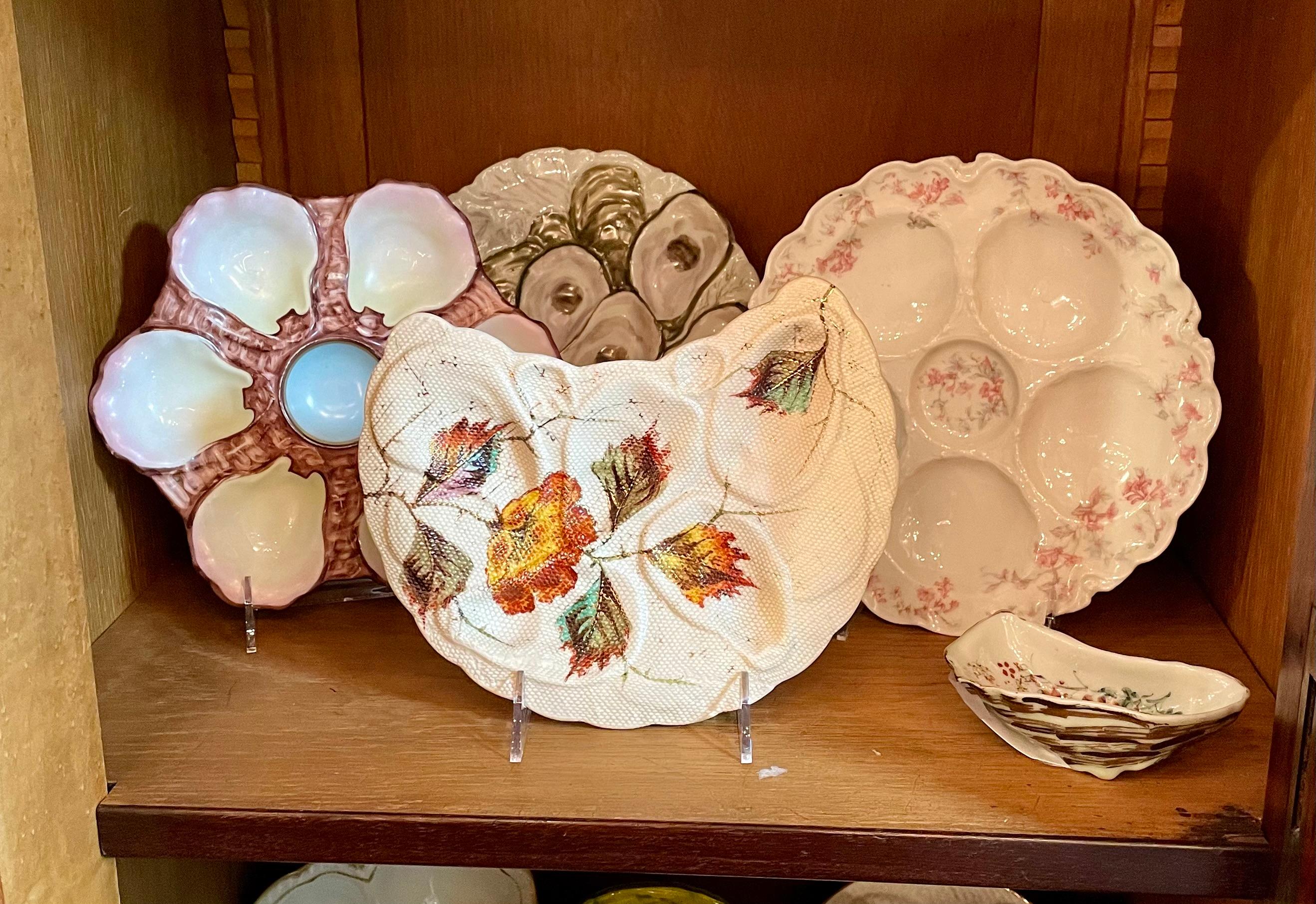 Antique German Crescent-Shaped Porcelain Oyster Plate Signed 