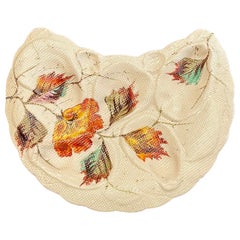 Ancienne assiette à huîtres allemande en porcelaine en forme de croissant signée « R. S. Prussia »