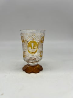 Antique German Cut & Flashed Glass Christening Cup or Goblet
