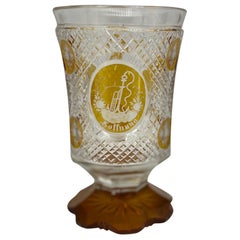 Antique German Cut & Flashed Glass Christening Cup or Goblet
