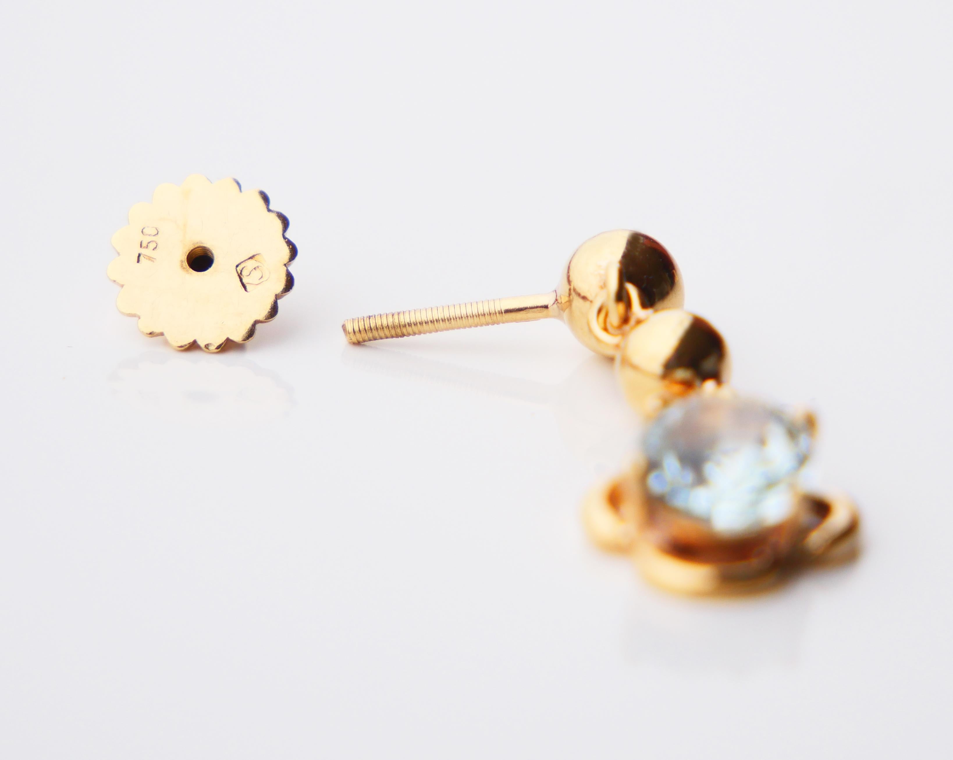 Antique German dangle Earrings natural 2.5ct Aquamarine solid 18K Gold / 3.65gr For Sale 7