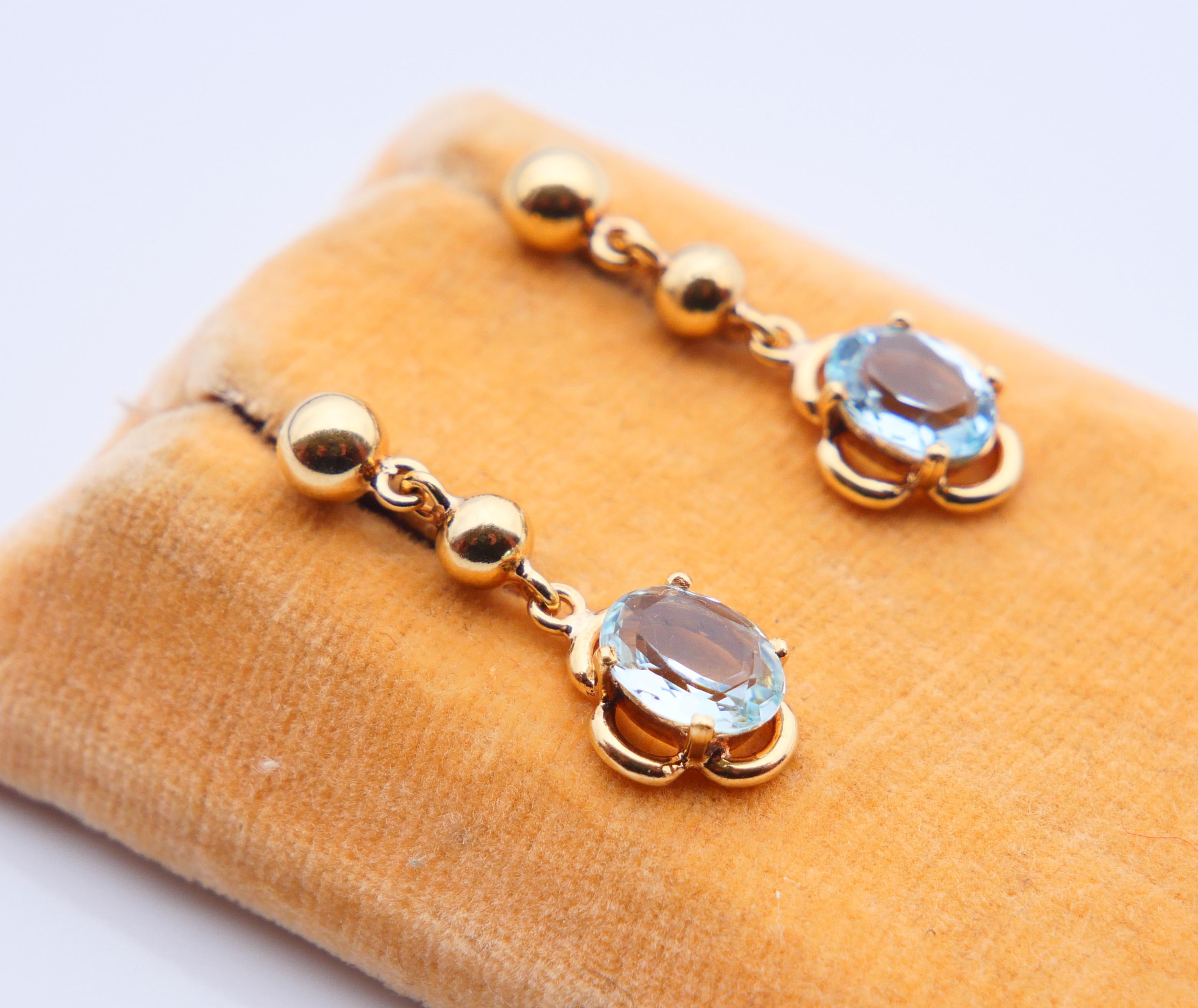 Antique German dangle Earrings natural 2.5ct Aquamarine solid 18K Gold / 3.65gr For Sale 2