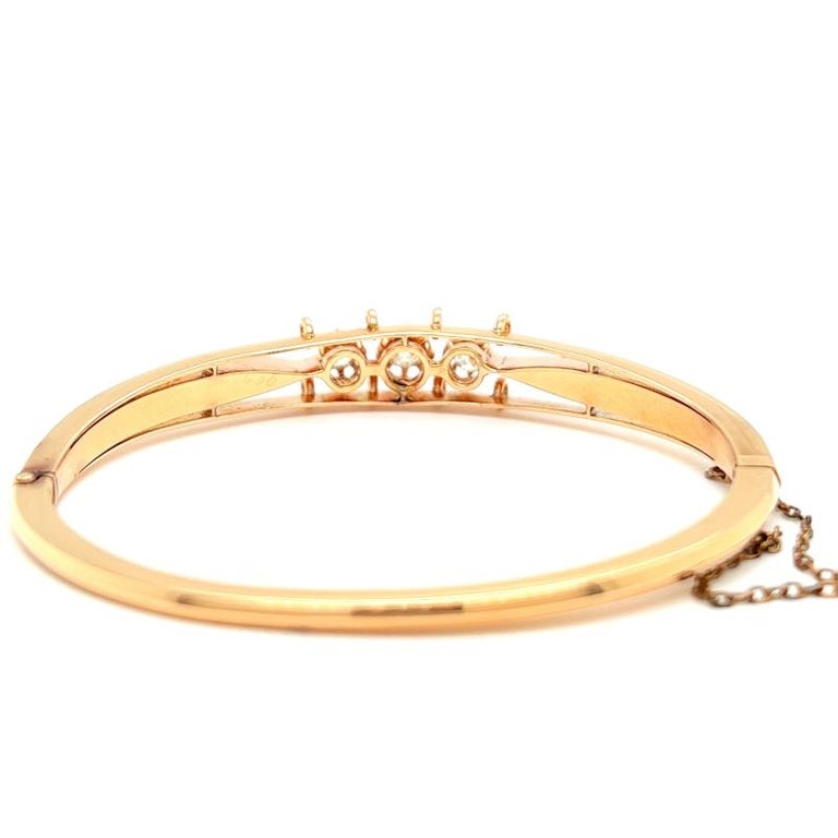Women's or Men's Antique German Diamond 14 Karat Rose Gold Cuff Bracelet
