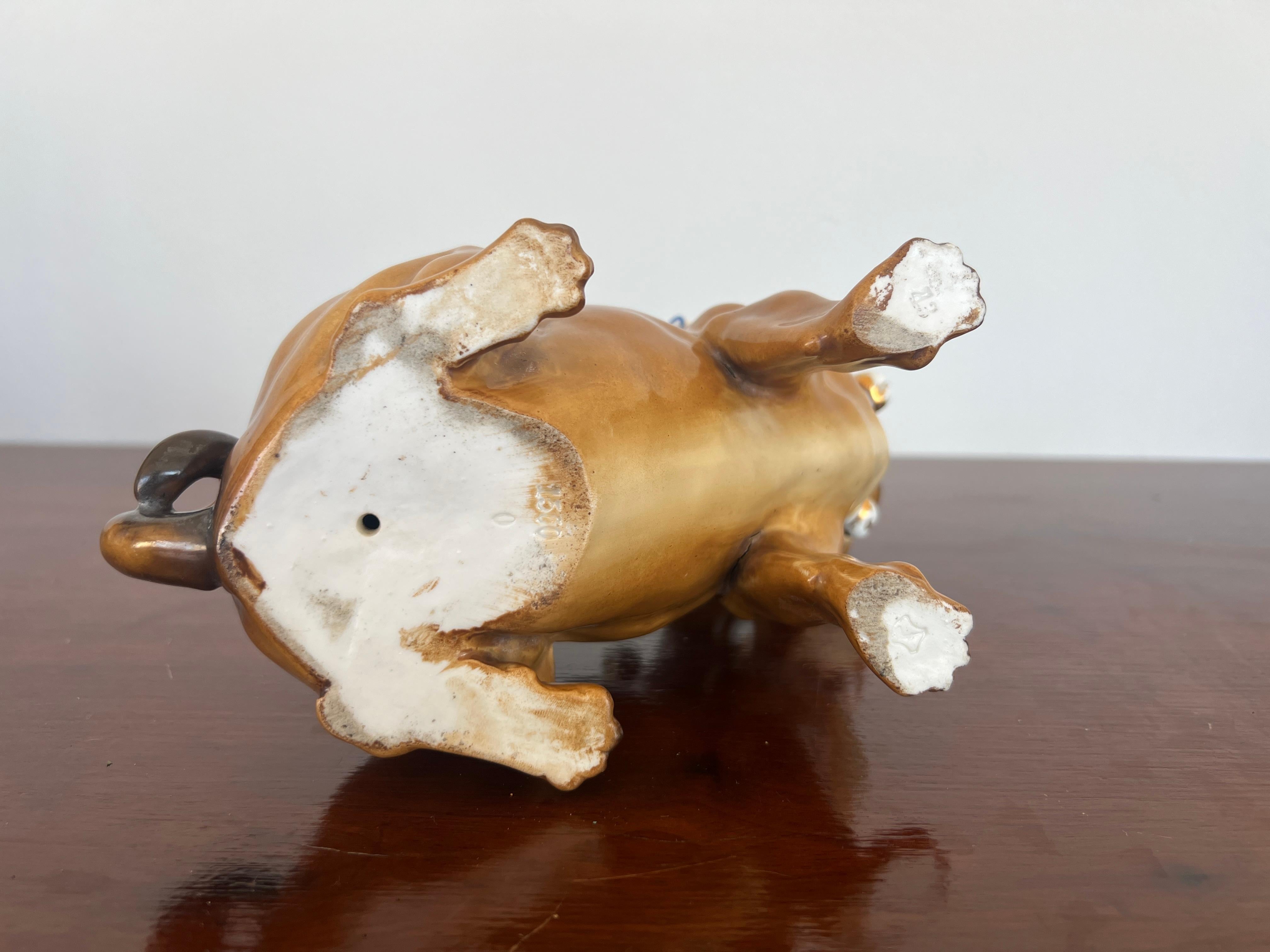 Antique German Dog Porcelain Figure of a Seated Pug For Sale 2