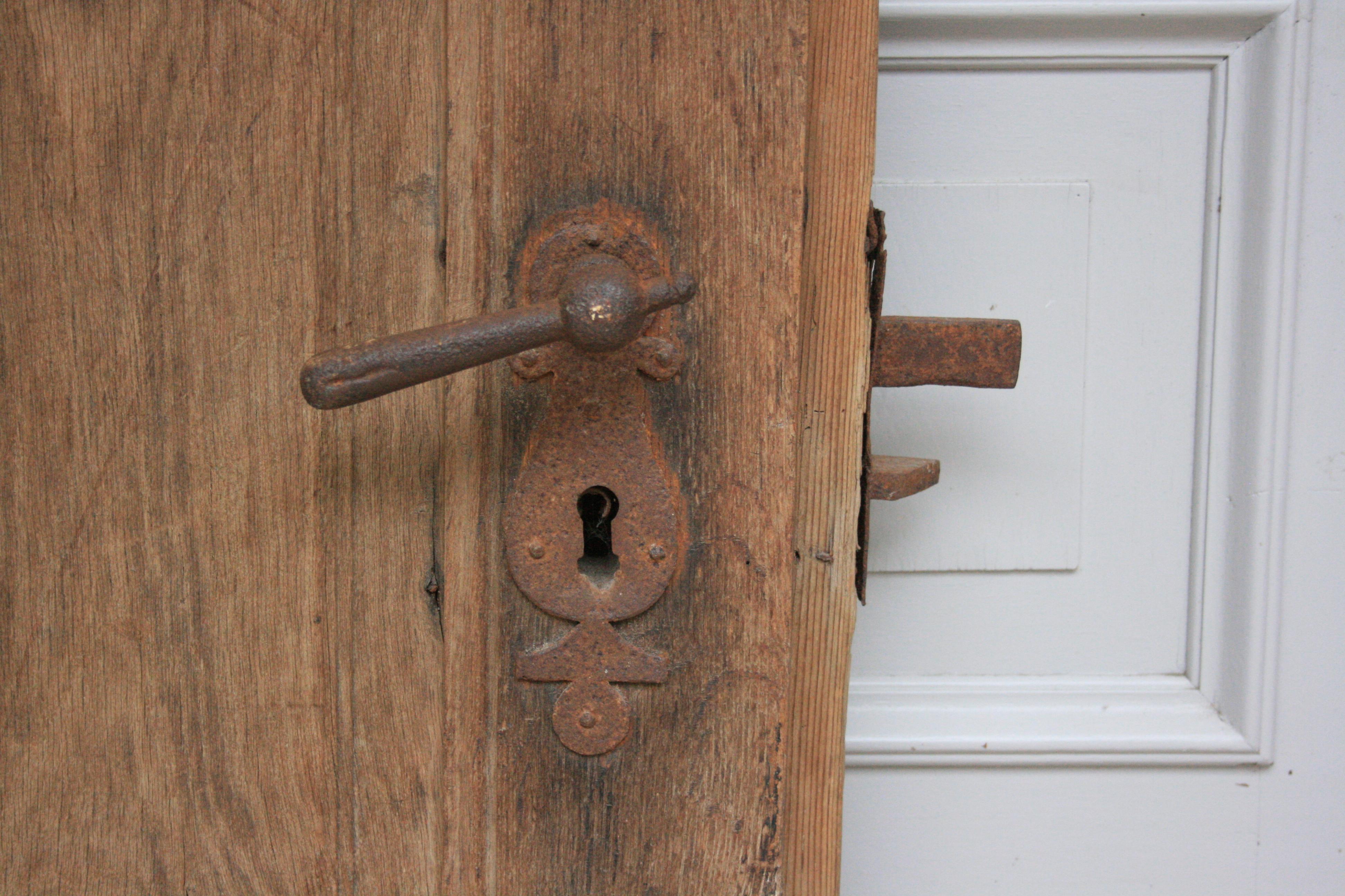 Iron Antique German Door Made of Oak and Fir Wood For Sale