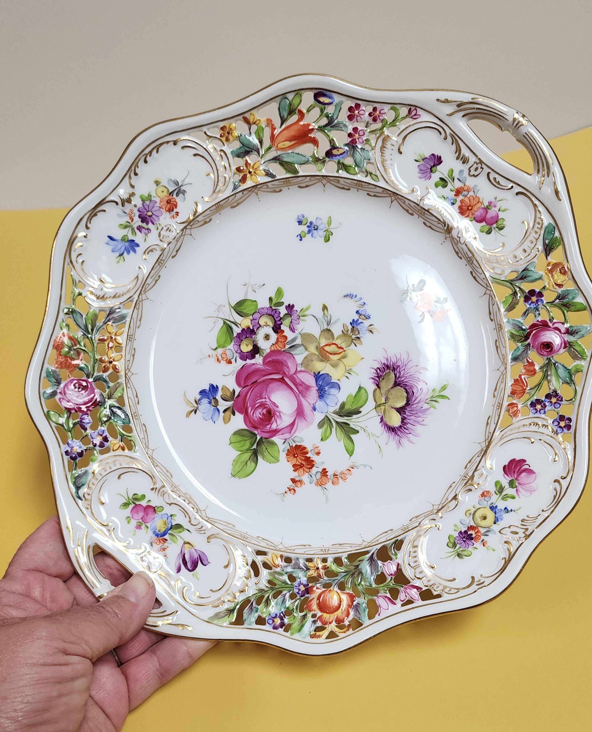 Antique German Dresden Carl Thiem Reticulated Cake Plate  For Sale 6