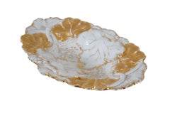 Antique German Dresden Meissen Gilded Grape Leaves Centerpiece Compote 14"