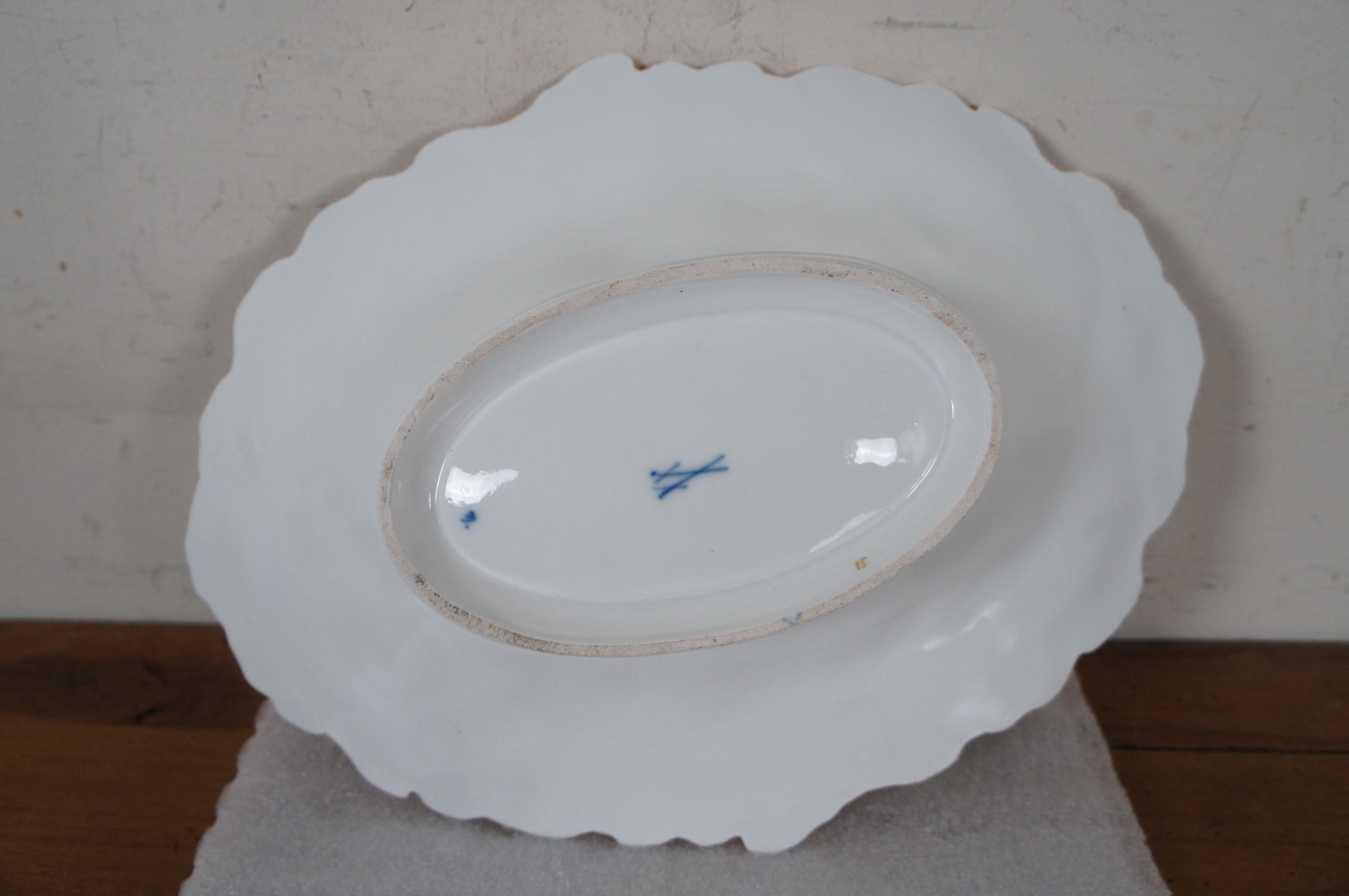 Antiguo Centro de Mesa Alemán Dresden Meissen Dorado Hojas de Uva Compote 14