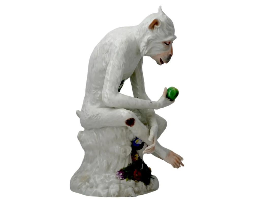 Antique German Dresden Monkey Porcelain Sculpture In Meissen Manner 2