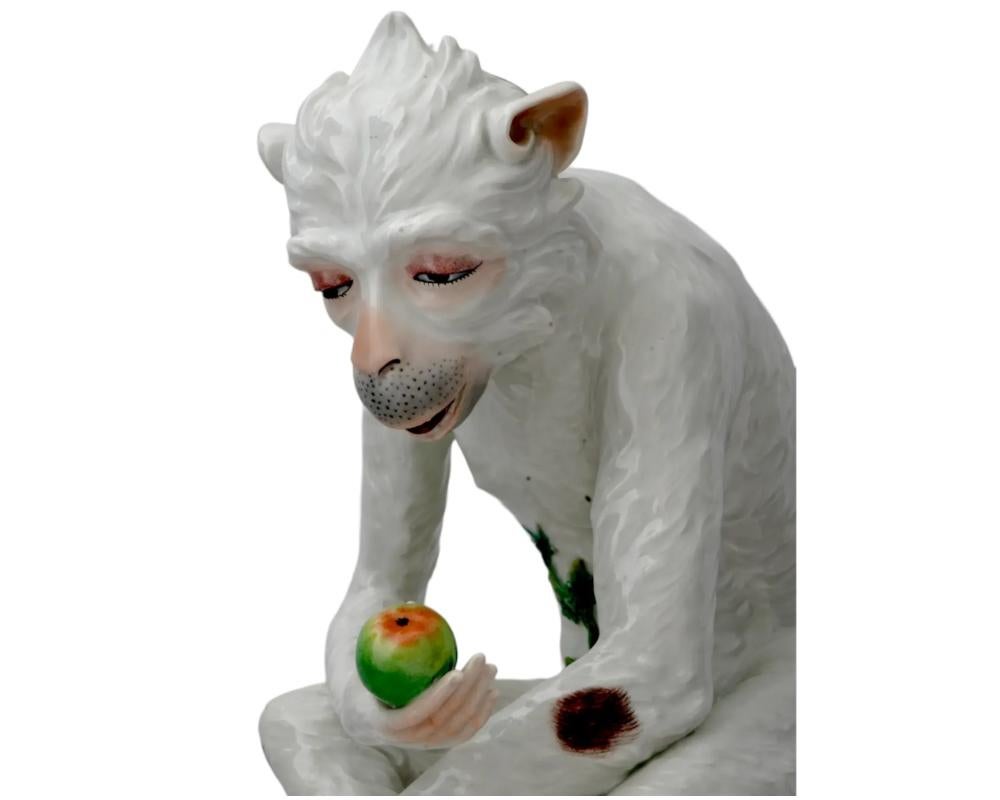 Antique German Dresden Monkey Porcelain Sculpture In Meissen Manner 5