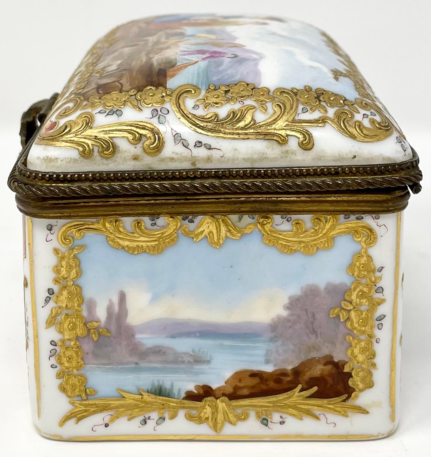19th Century Antique German Dresden Porcelain Box with Delicate Painting, Circa 1860-1870. For Sale