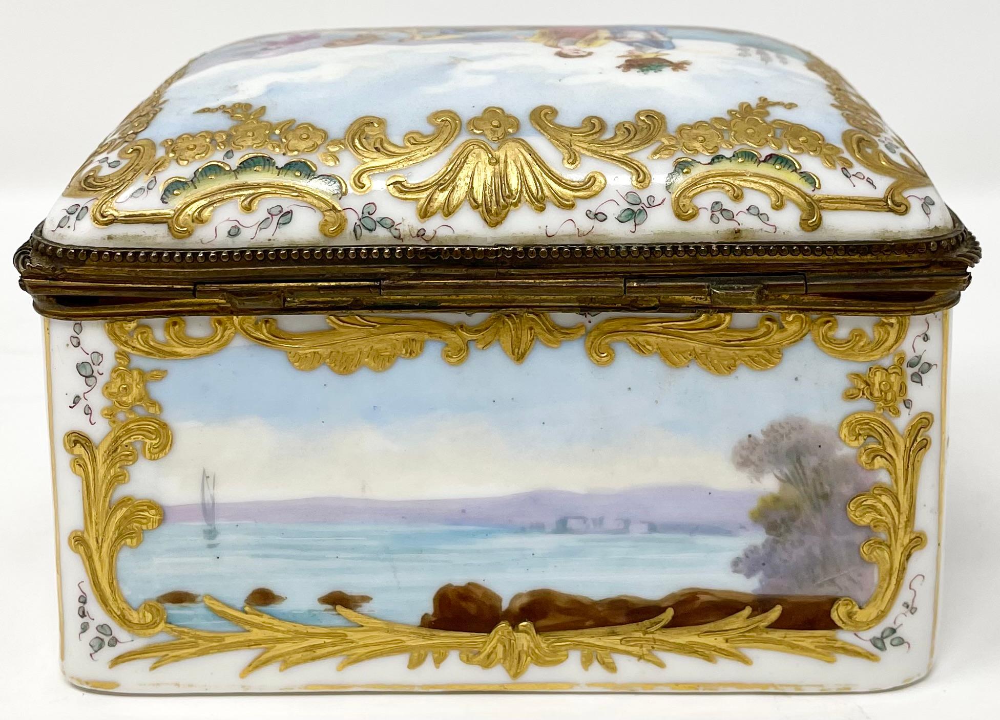 Antique German Dresden Porcelain Box with Delicate Painting, Circa 1860-1870. For Sale 1