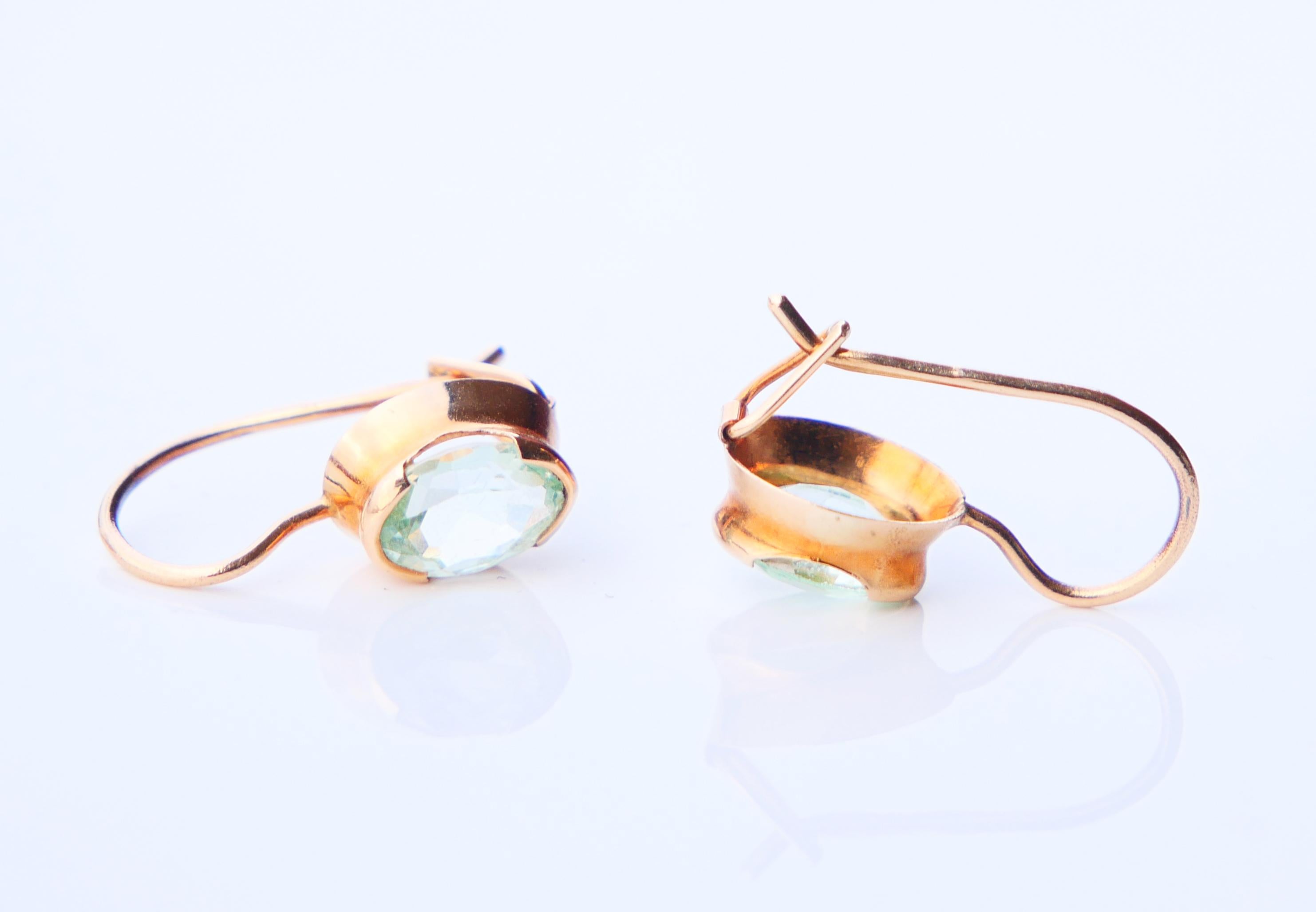 Antike deutsche Ohrringe Grüner Spinell massiv 14K Gold / 1,17 gr Damen im Angebot