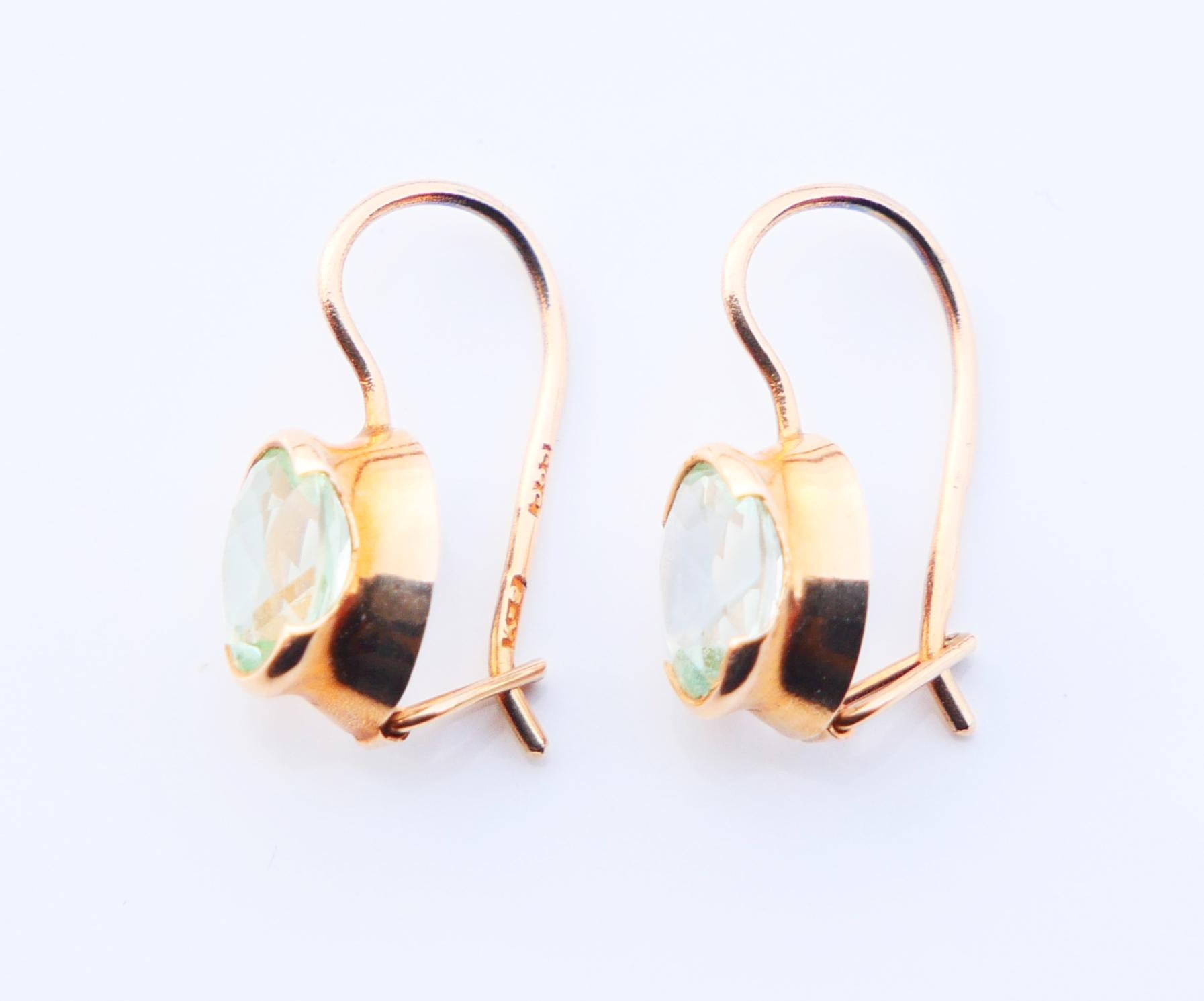 Antike deutsche Ohrringe Grüner Spinell massiv 14K Gold / 1,17 gr im Angebot 2