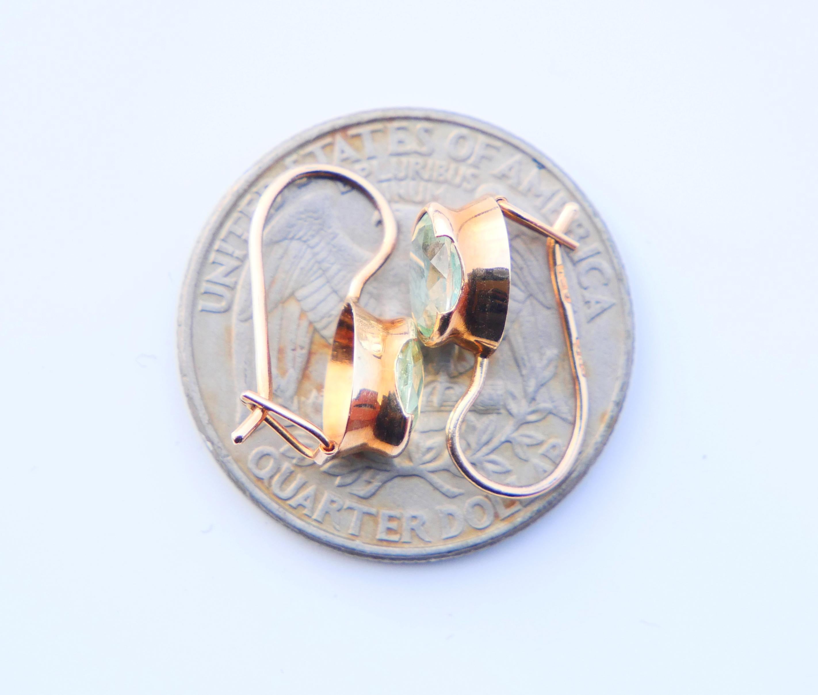 Antike deutsche Ohrringe Grüner Spinell massiv 14K Gold / 1,17 gr im Angebot 4