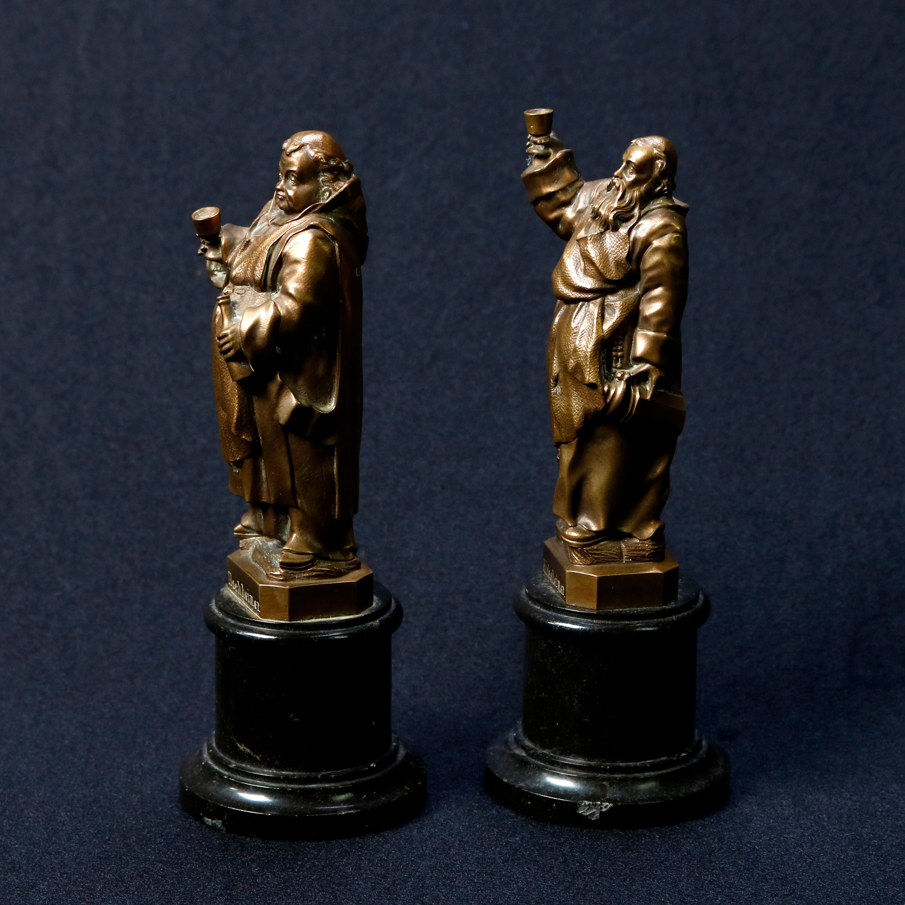 Cast German Figural Bronze Monk Sculptures, Rudesheimer & Hochheimer, circa 1890