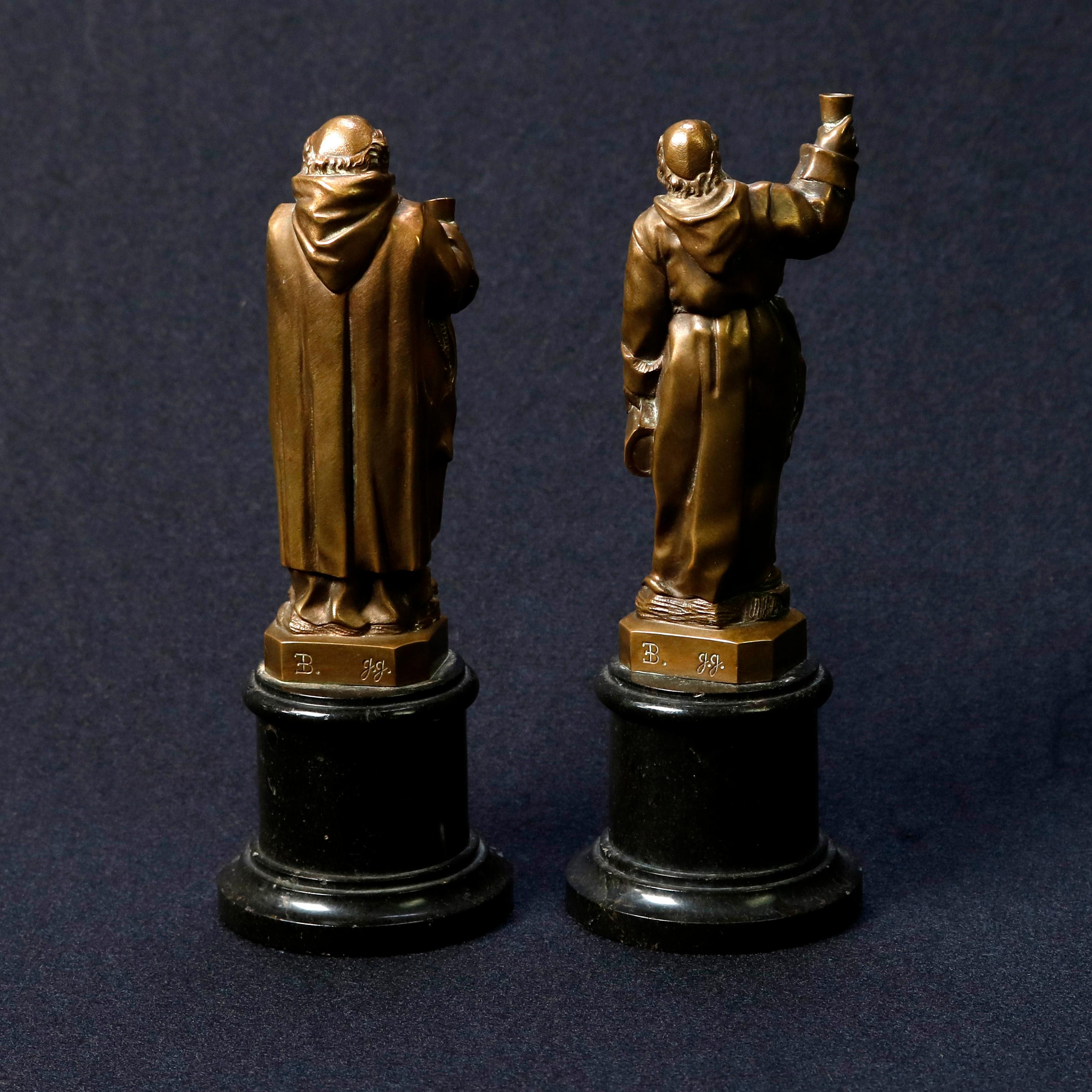German Figural Bronze Monk Sculptures, Rudesheimer & Hochheimer, circa 1890 In Good Condition In Big Flats, NY