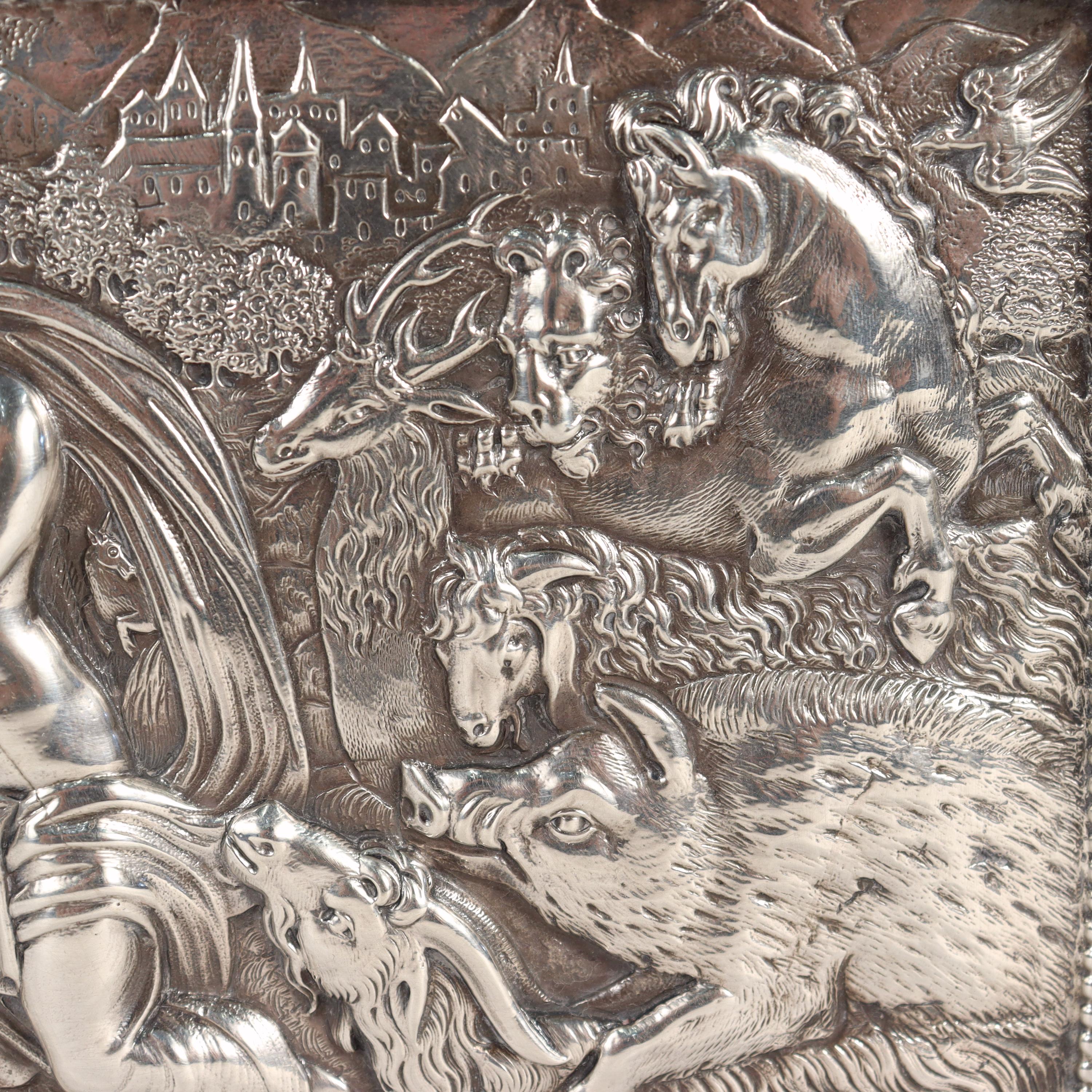 Antike deutsche figurale Tischschachtel oder Schatulle aus massivem Silber im Renaissance-Revival-Stil im Angebot 9