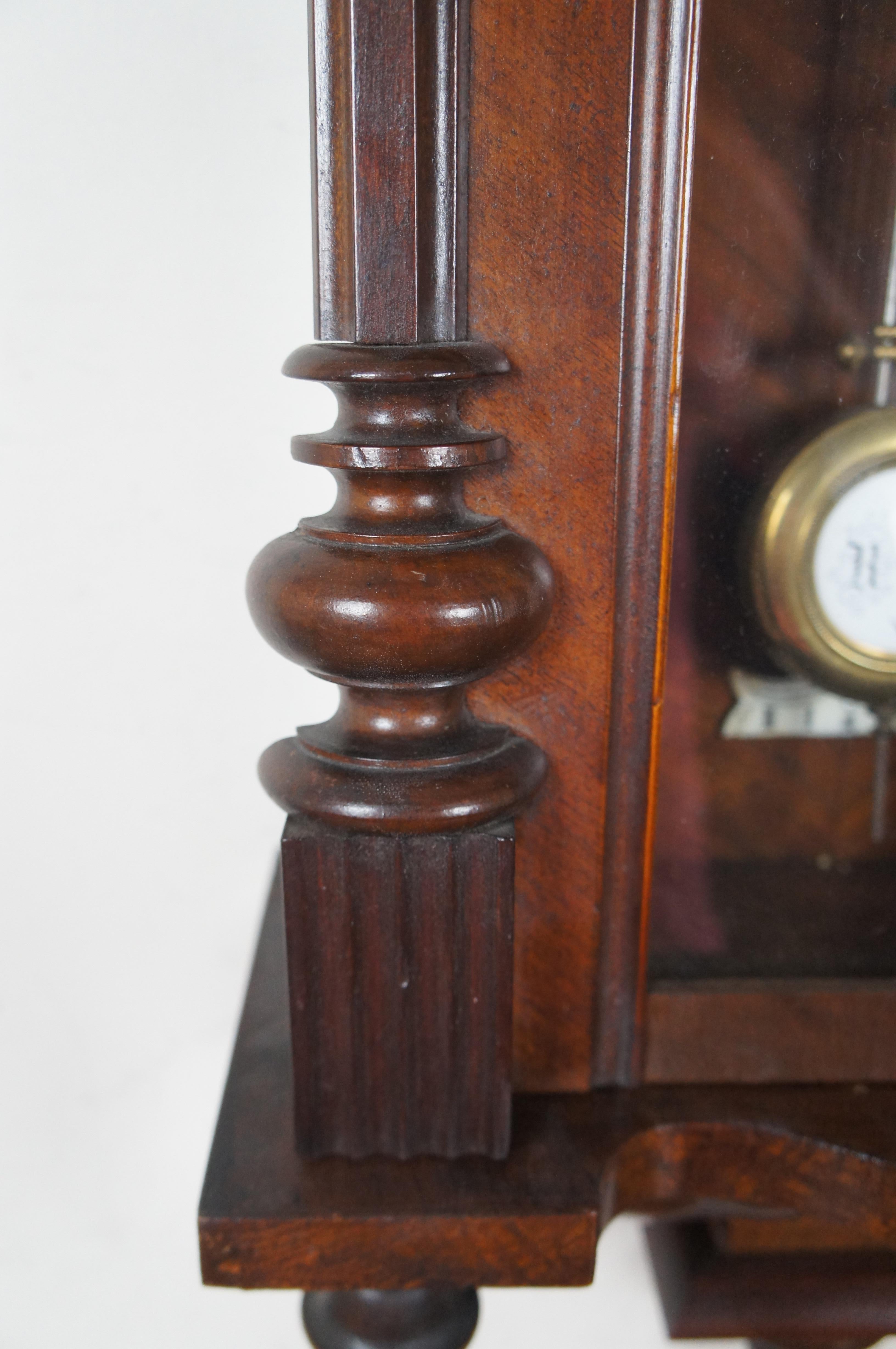 Antique German FMS Mauthe Vienna Regulator Carved Walnut DRP Wall Clock 35
